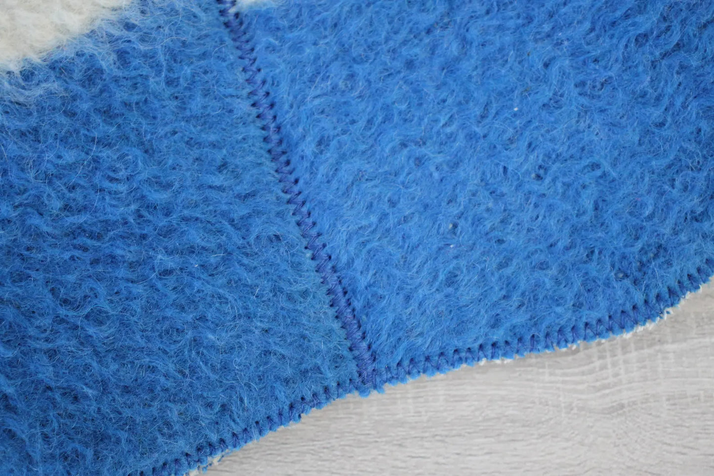 texture close-up 100% wool vintage blanket used for sauna hat