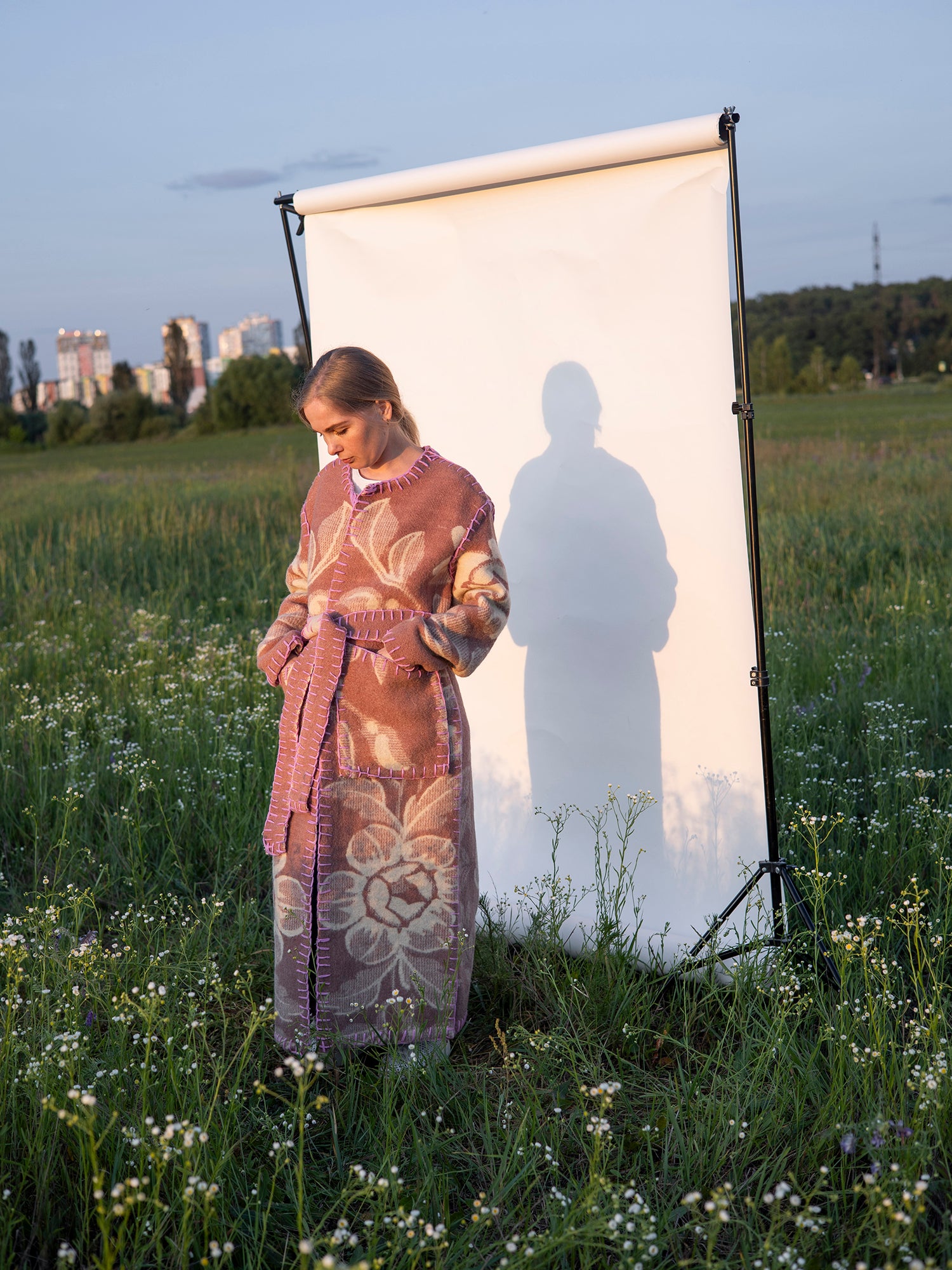 shoulder and sleeve seam detail upcycled wool coat