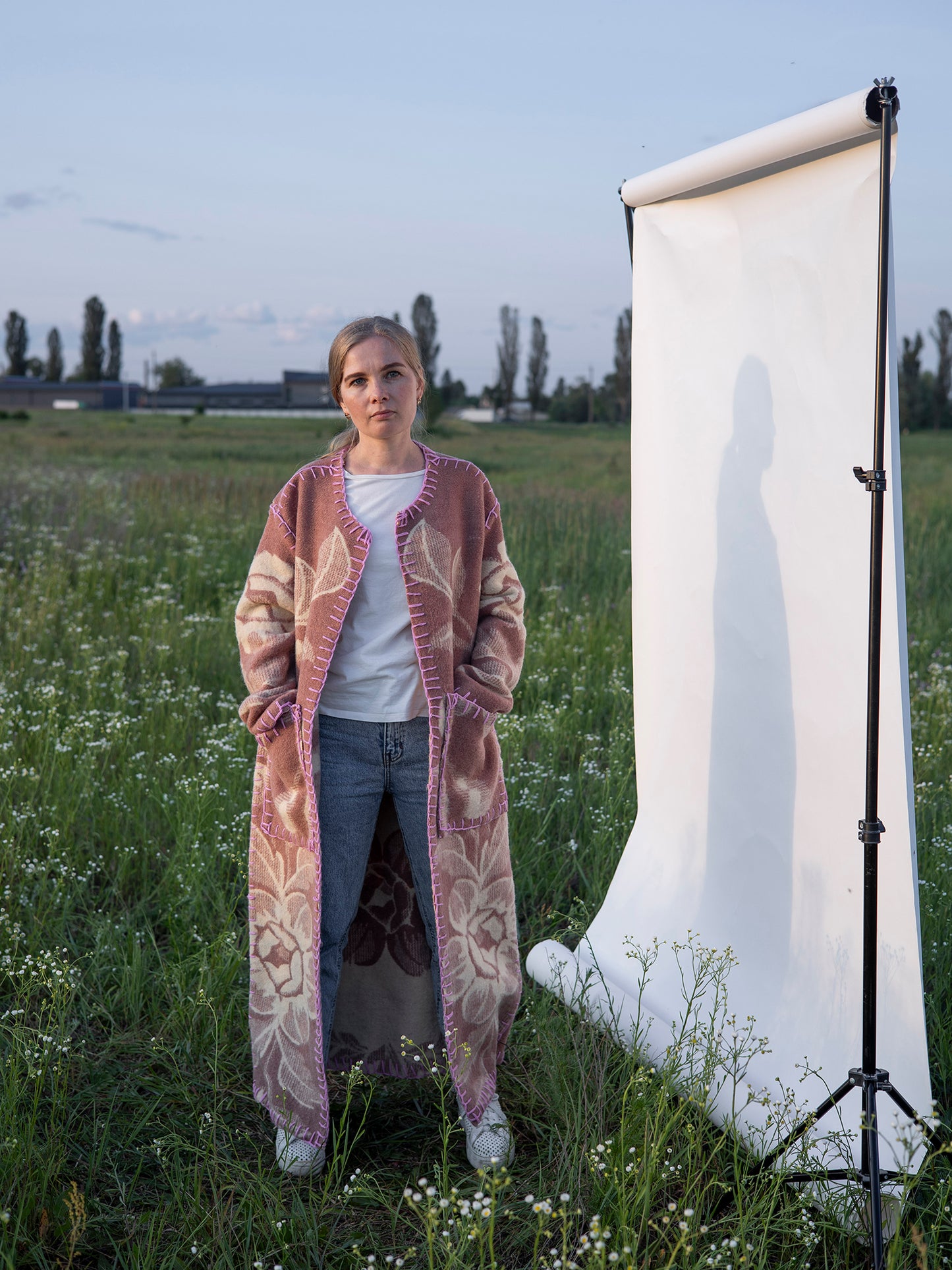 exterior view unlined upcycled wool coat breathable texture