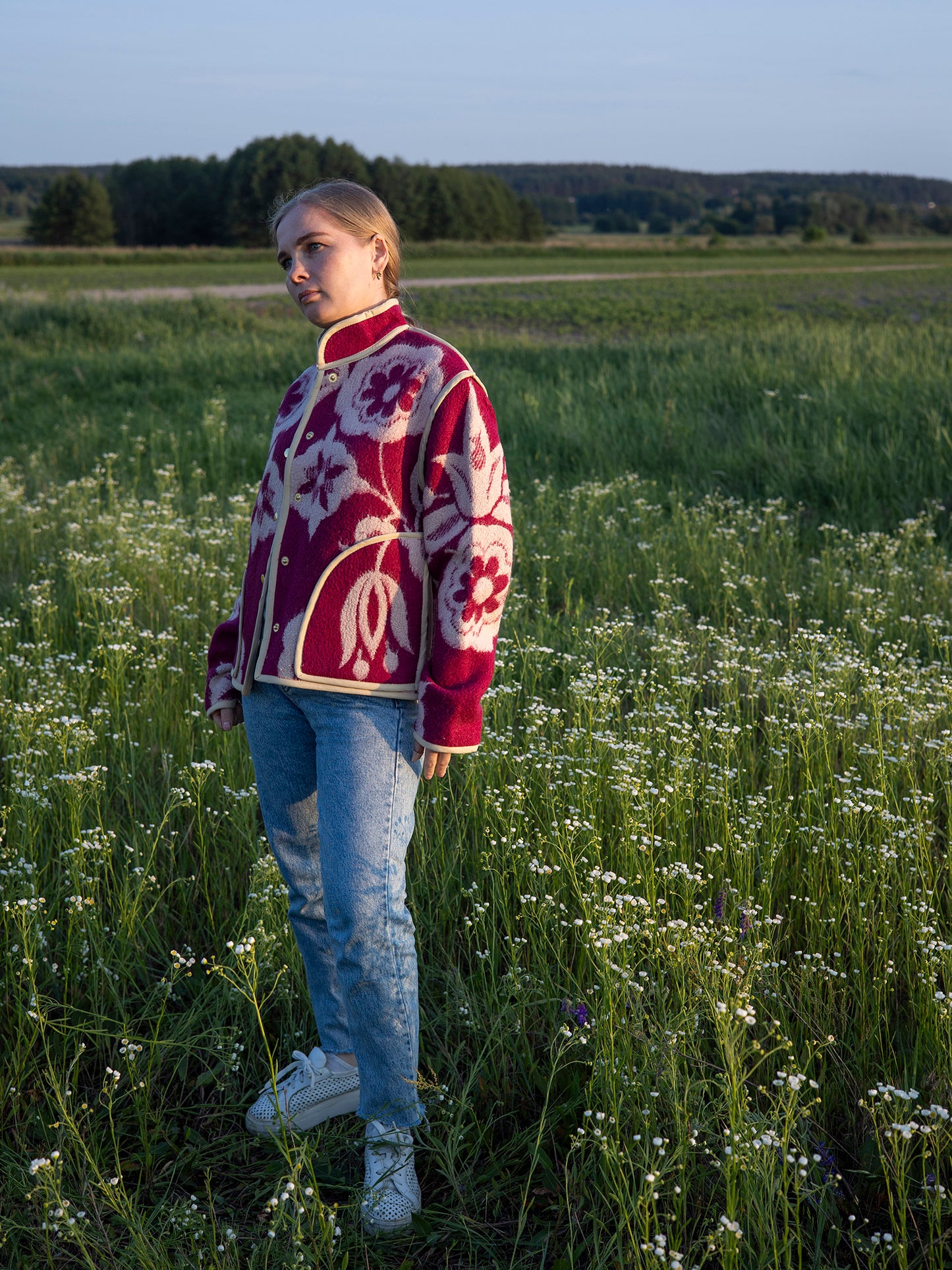 sleeve length detail upcycled wool jacket size M