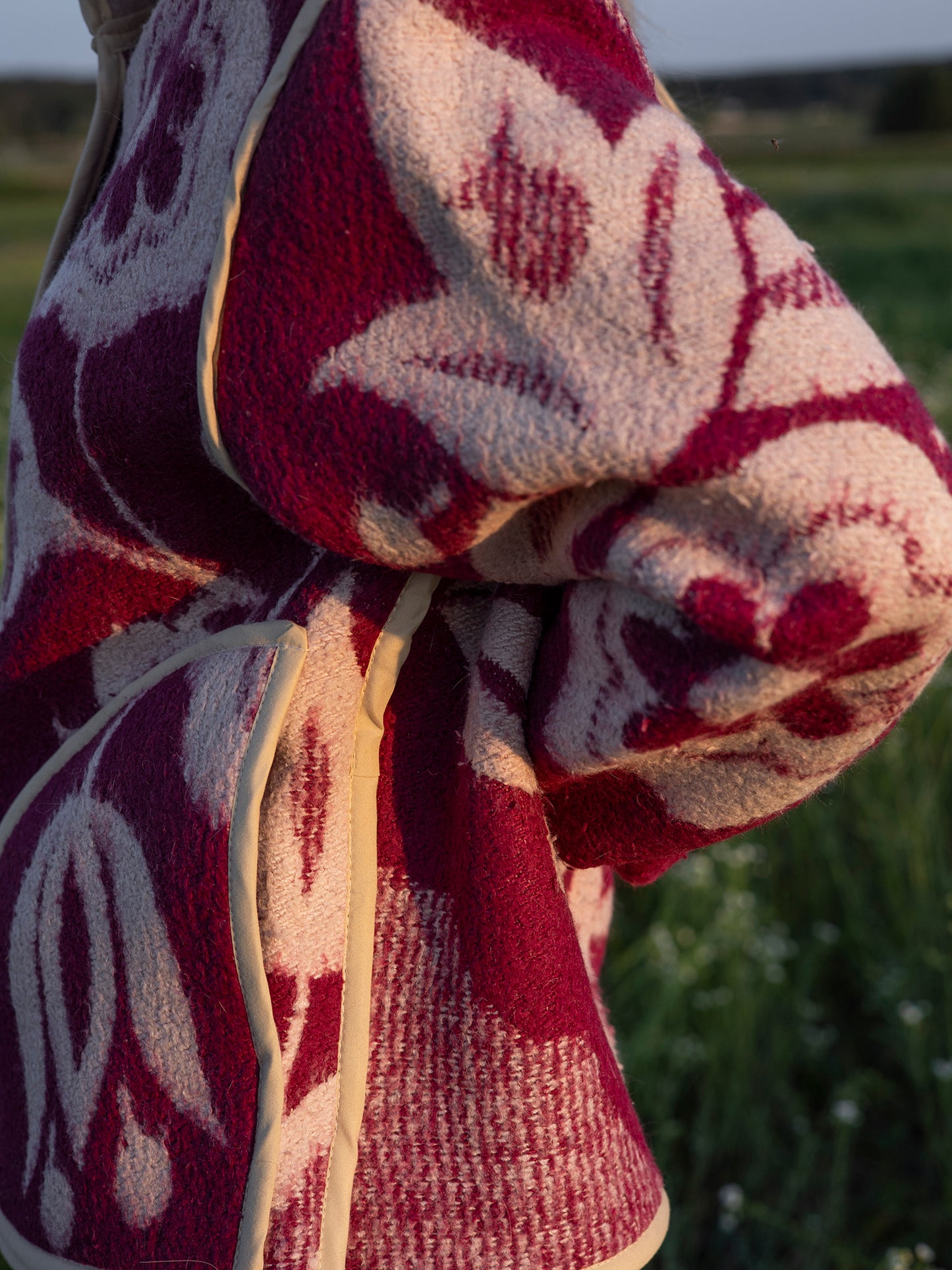 Upcycled wool jacket boho outerwear look