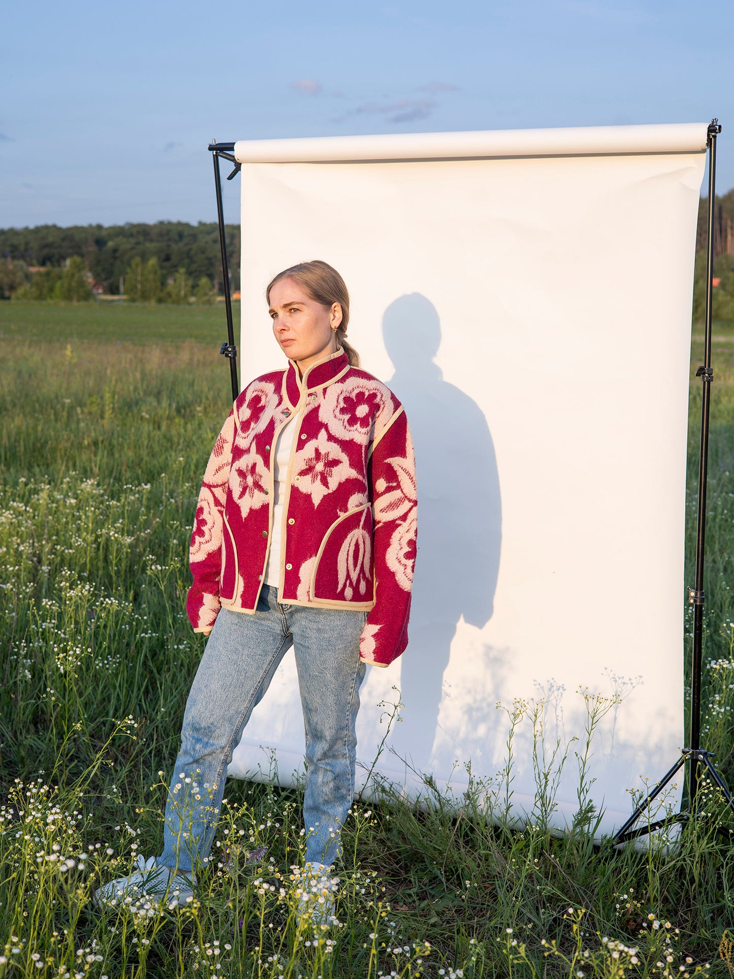 stand collar vintage blanket wool jacket