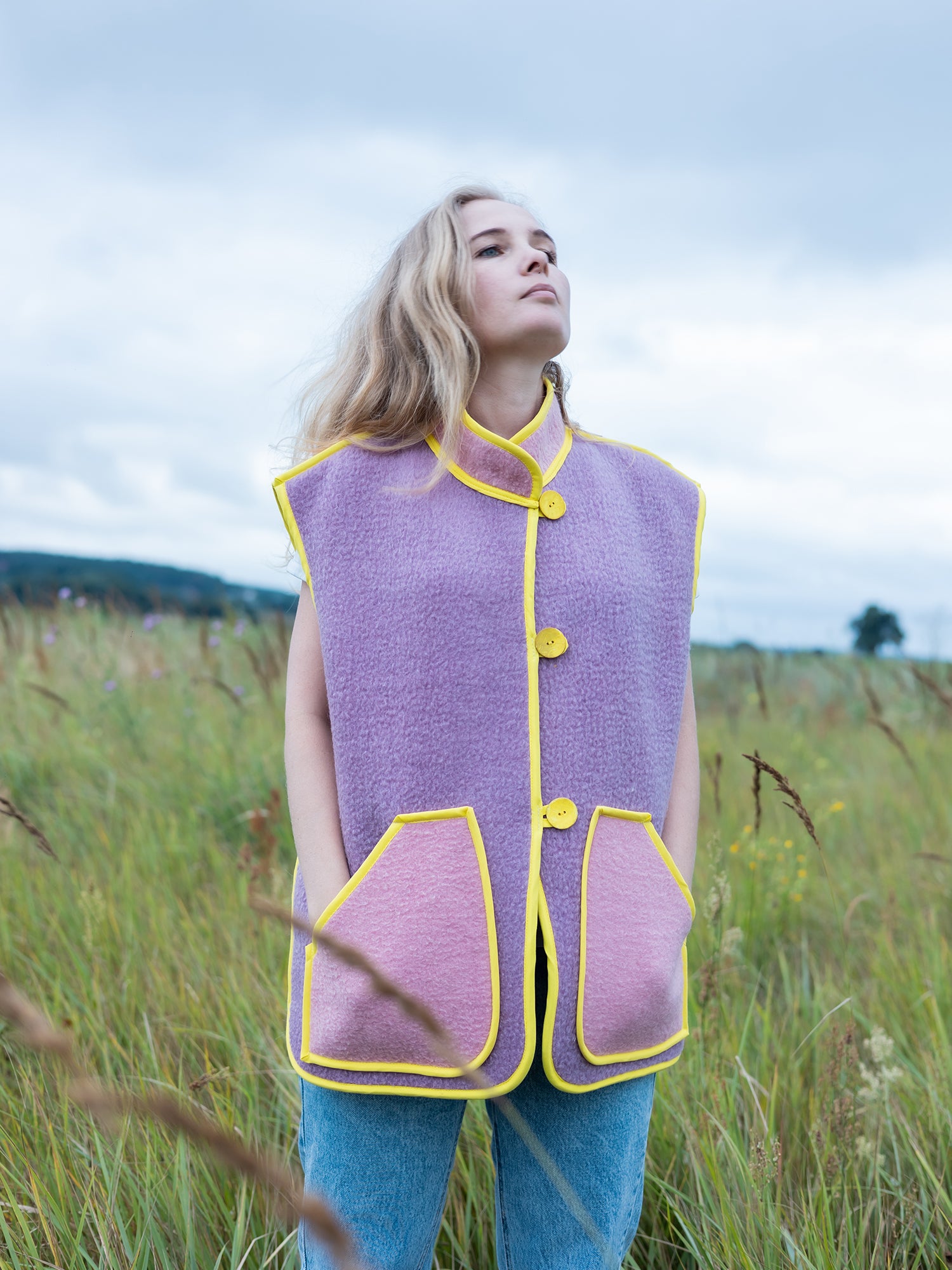 texture close-up 100% wool repurposed blanket vest