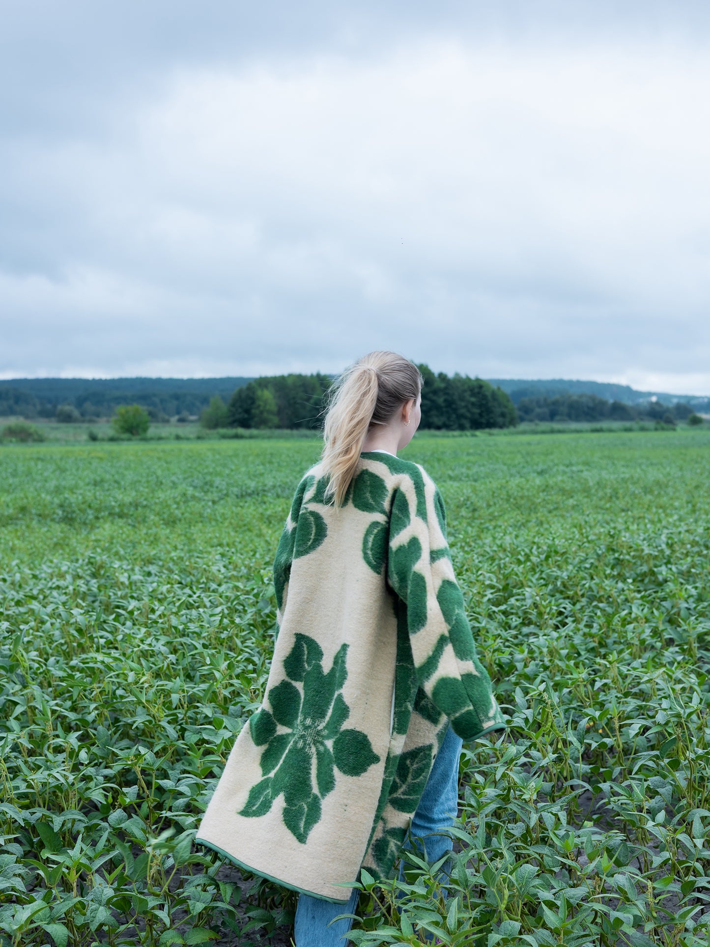 shoulder detail upcycled vintage wool blanket coat
