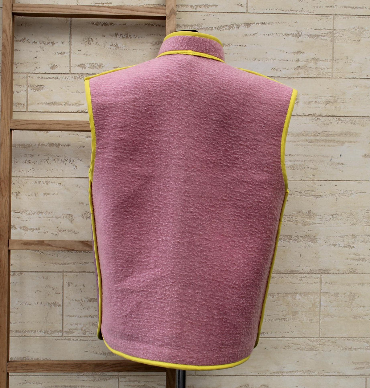 Upcycled Wool Blanket Vest, Lilac & Pink, Size M