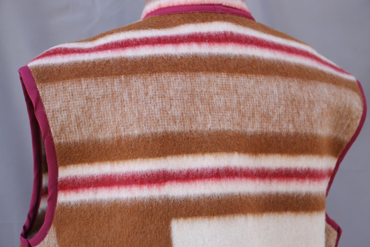 Upcycled Wool Blanket Vest, Handmade Plaid Coat, Size M-L