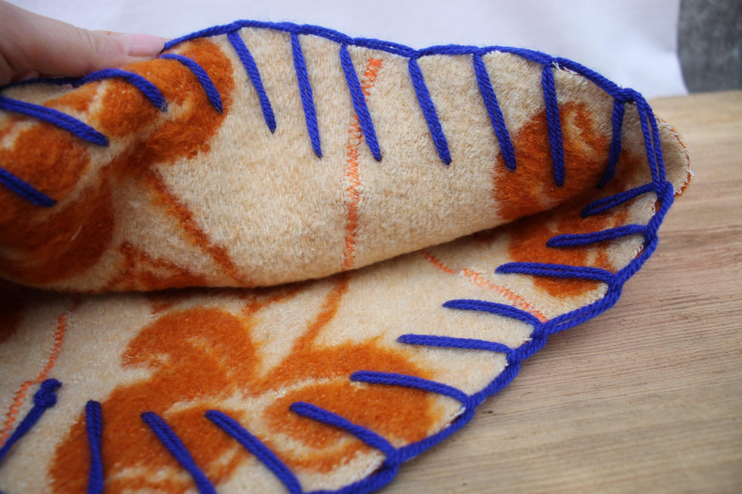 Wool Sauna Hat for Bath, Handmade Vegan orange Banya Hat.