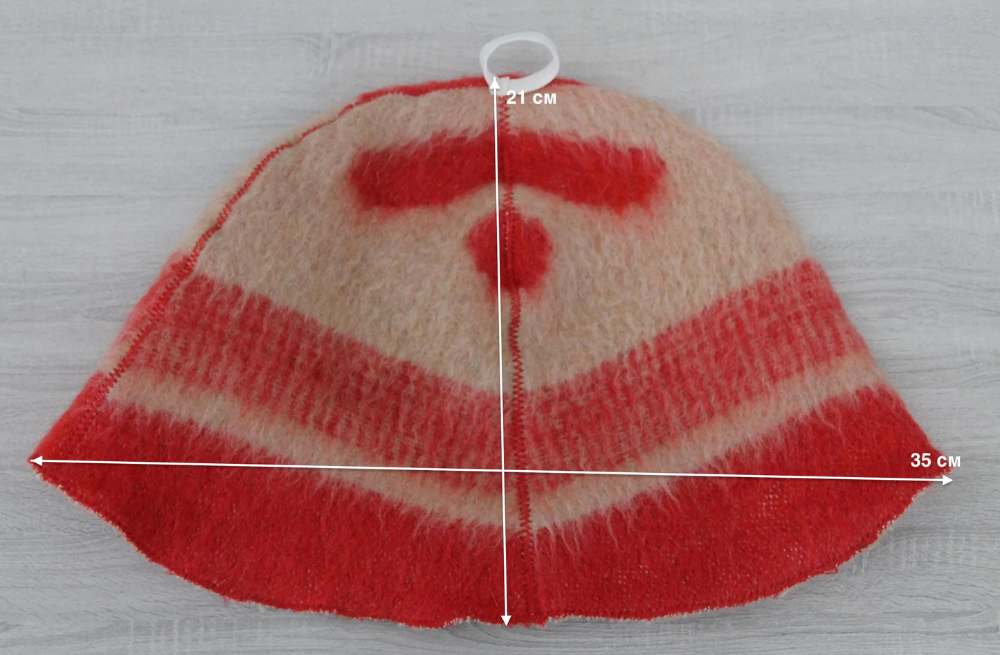Wool Sauna Hat for Bath, Handmade red Banya Hat.