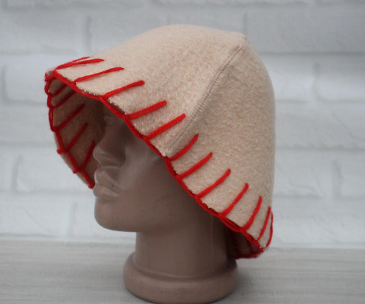 100% wool sauna hat thick,thick large hat for a bath,organic sauna hat,sauna pink hat cool,handmade banya hat vegan, embrodiered sauna hat.