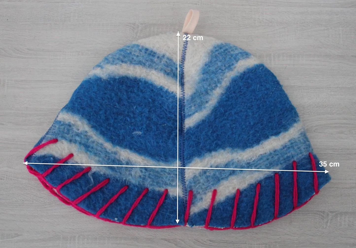 Wool Sauna Hat for Bath, Handmade blue Banya Hat.
