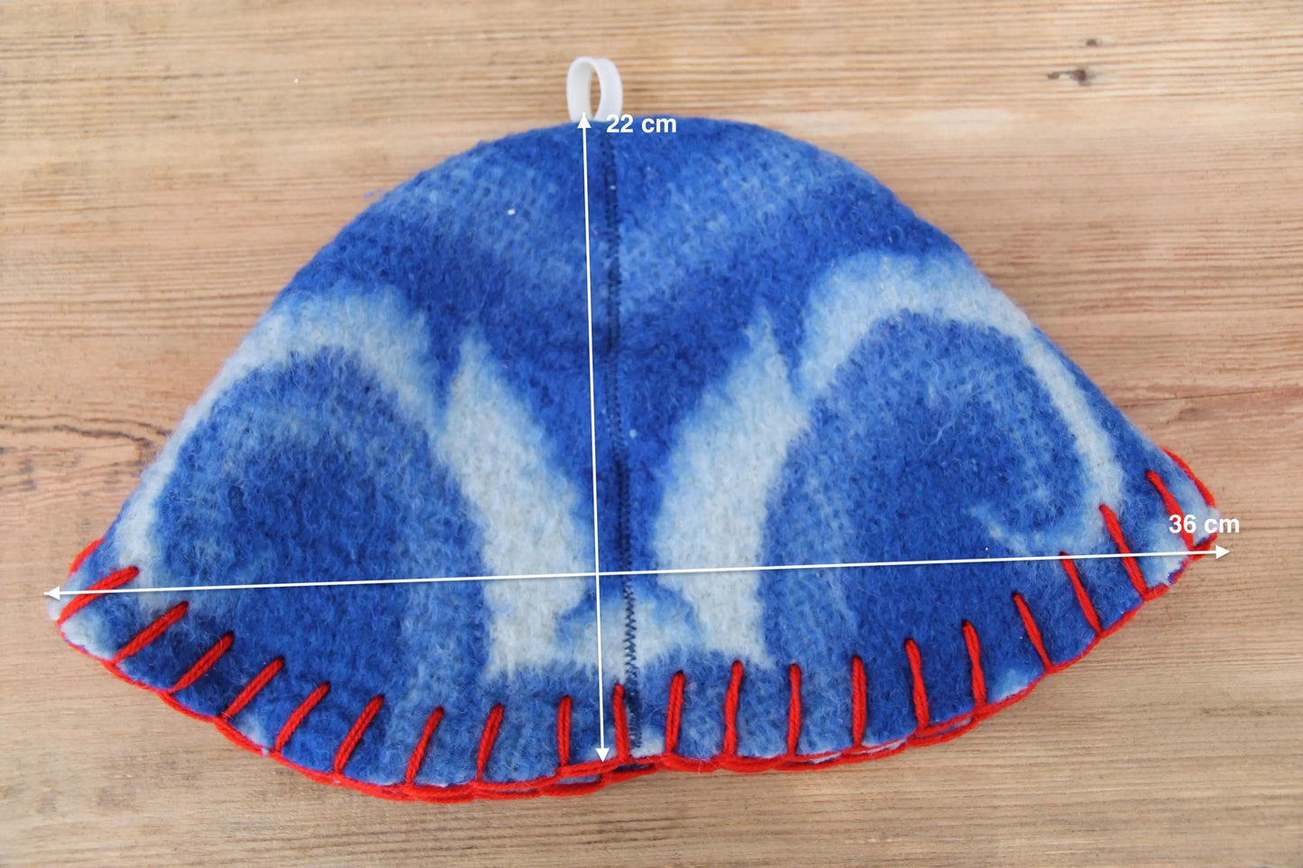 Wool Sauna Hat for Bath, Handmade blue Banya Hat.