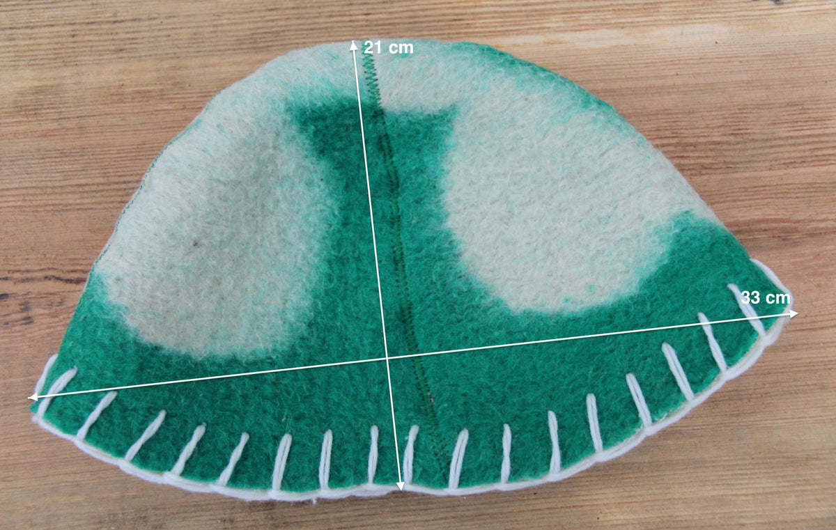 Wool Sauna Hat for Bath, Handmade green Banya Hat.