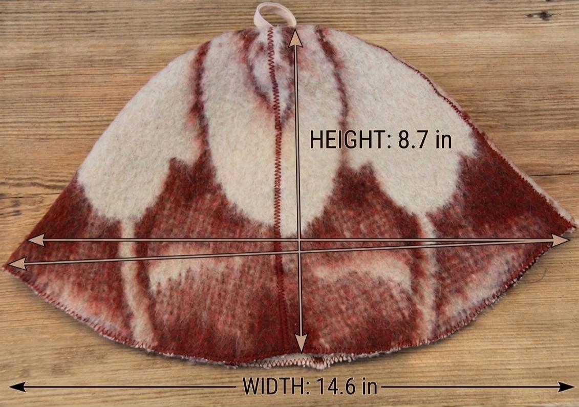 Upcycled Wool Sauna Hat – Traditional Banya Cap, Reclaimed Blanket Spa Accessory