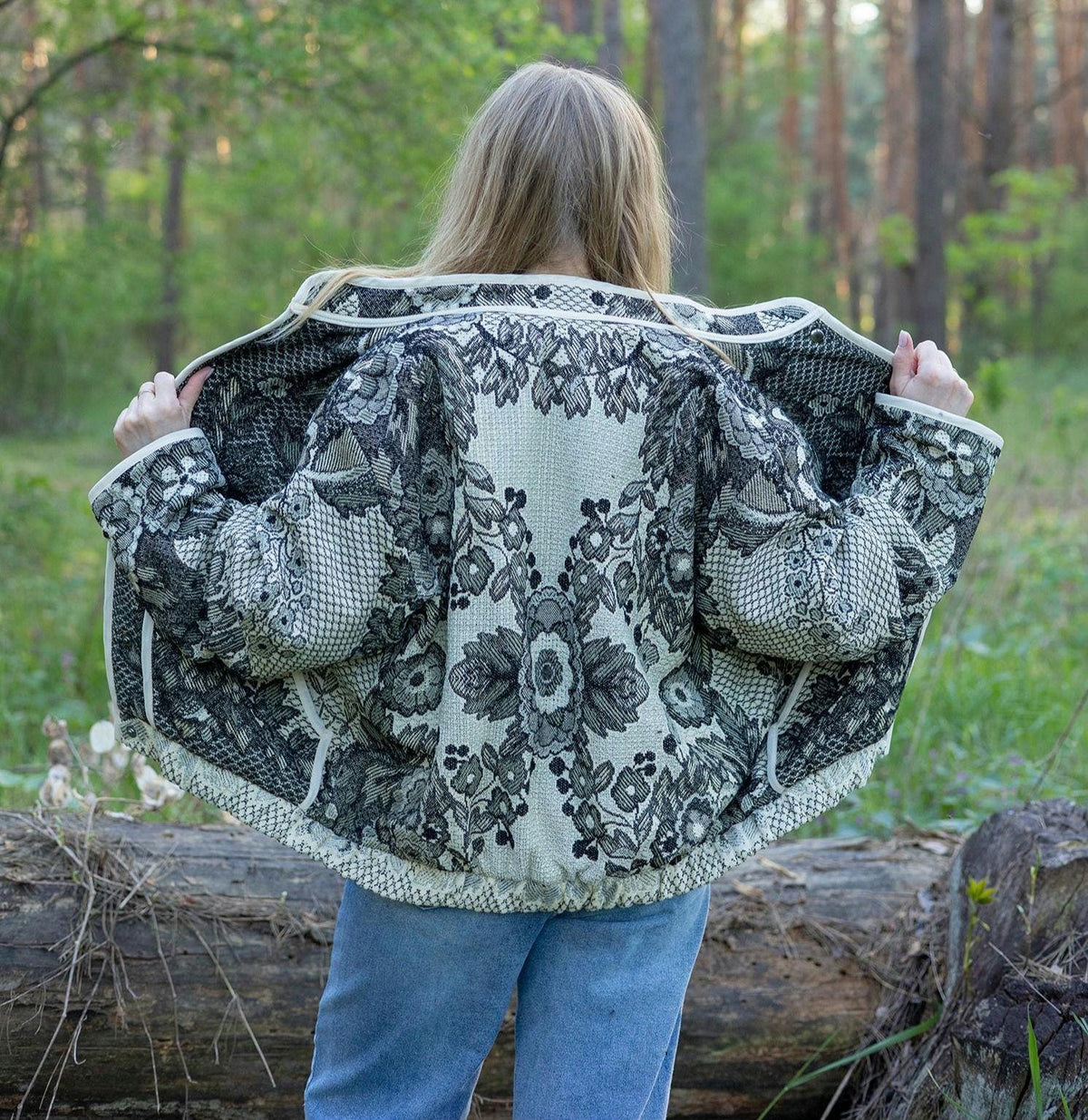 Upcycled Vintage Blanket Jacket, Oversized Quilted Bomber Coat, Eco-Friendly Statement Outerwear, Size M-L