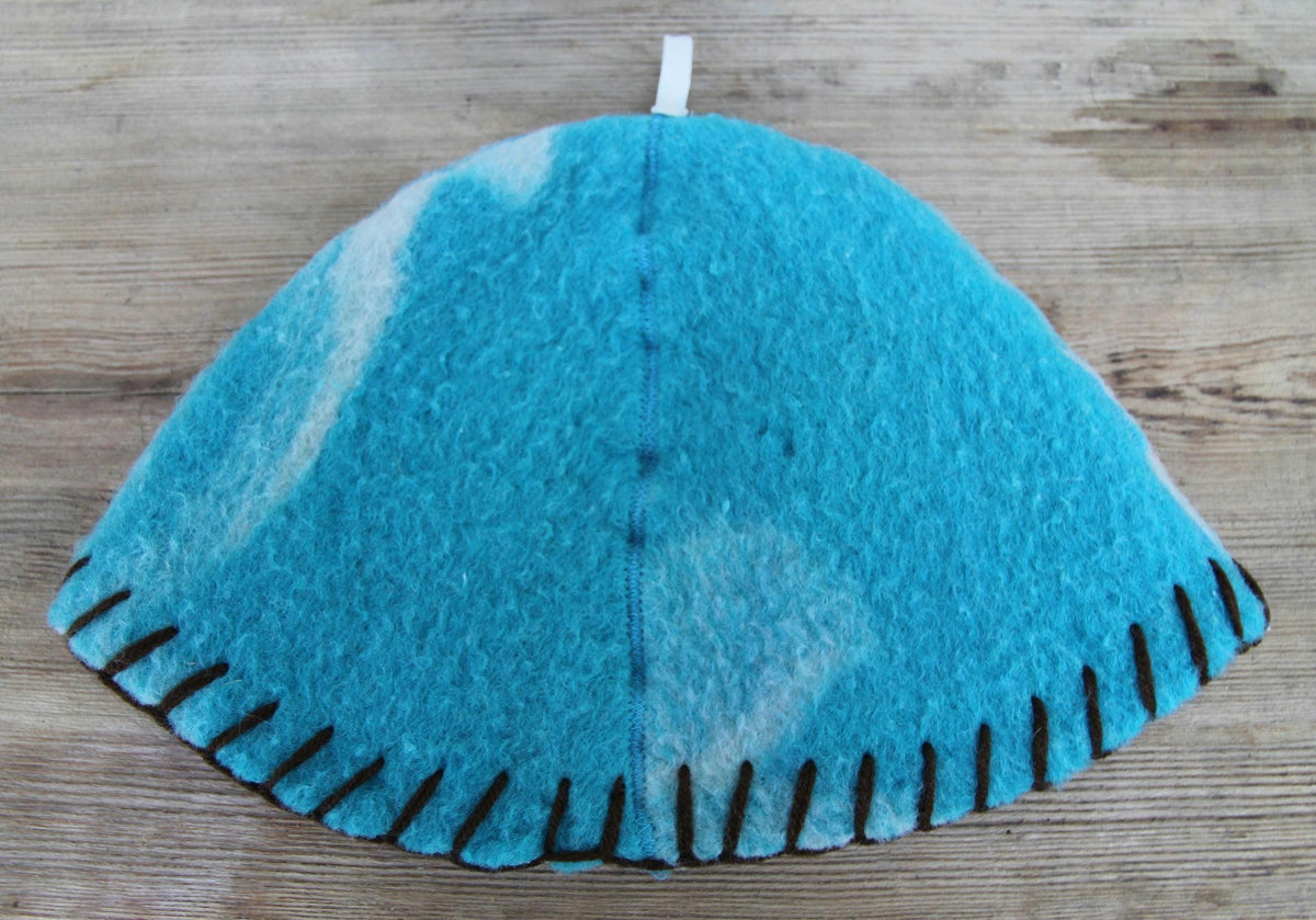 Brown Wool Sauna Hat with Floral, Handmade from Upcycled Vintage Blanket, Unisex Spa Hat,Spa Wellness Accessory,Unique Gift for Sauna.