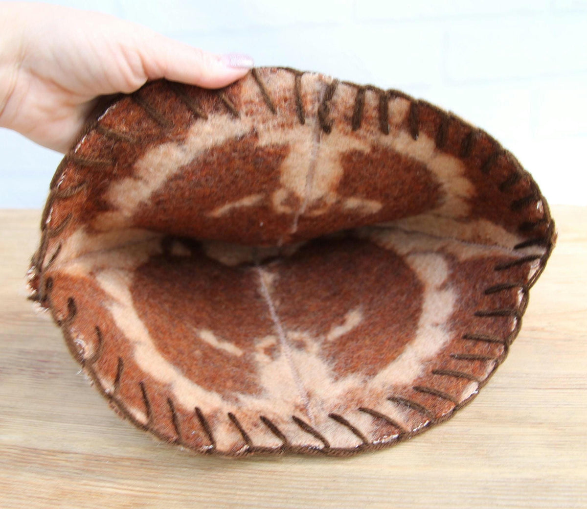 Upcycled Wool Sauna Hat – Unique Patterned Banya Cap for Steam Room