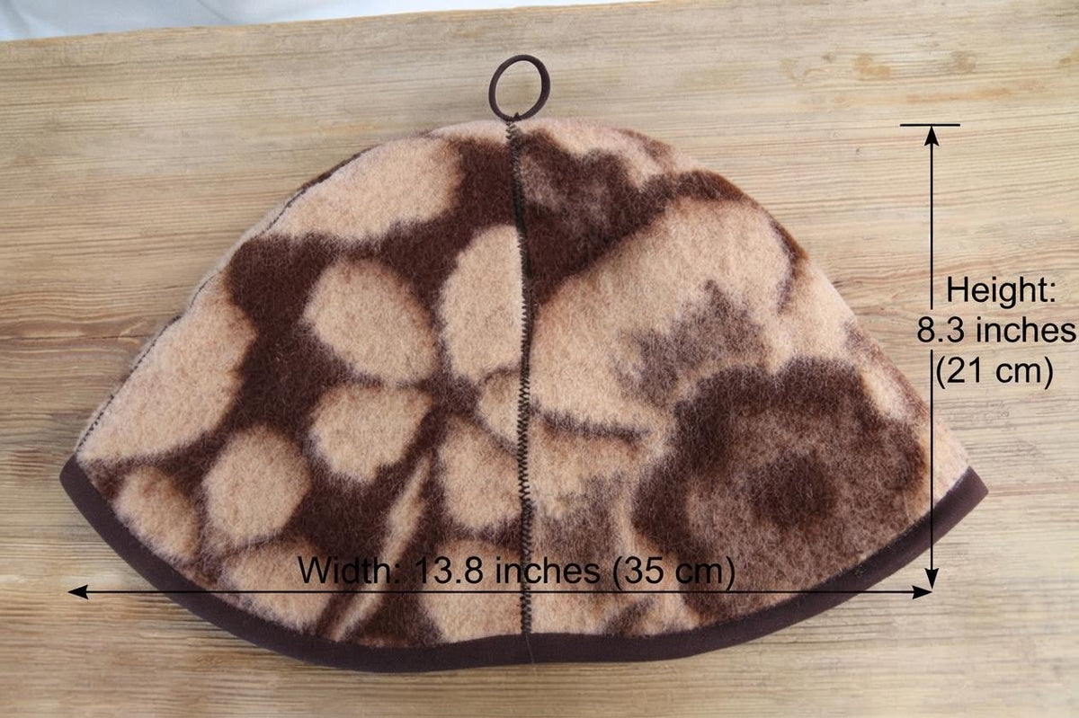 One-of-a-Kind Wool Sauna Hat, Upcycled Floral Pattern Blanket, Boho Chic Banya Headwear