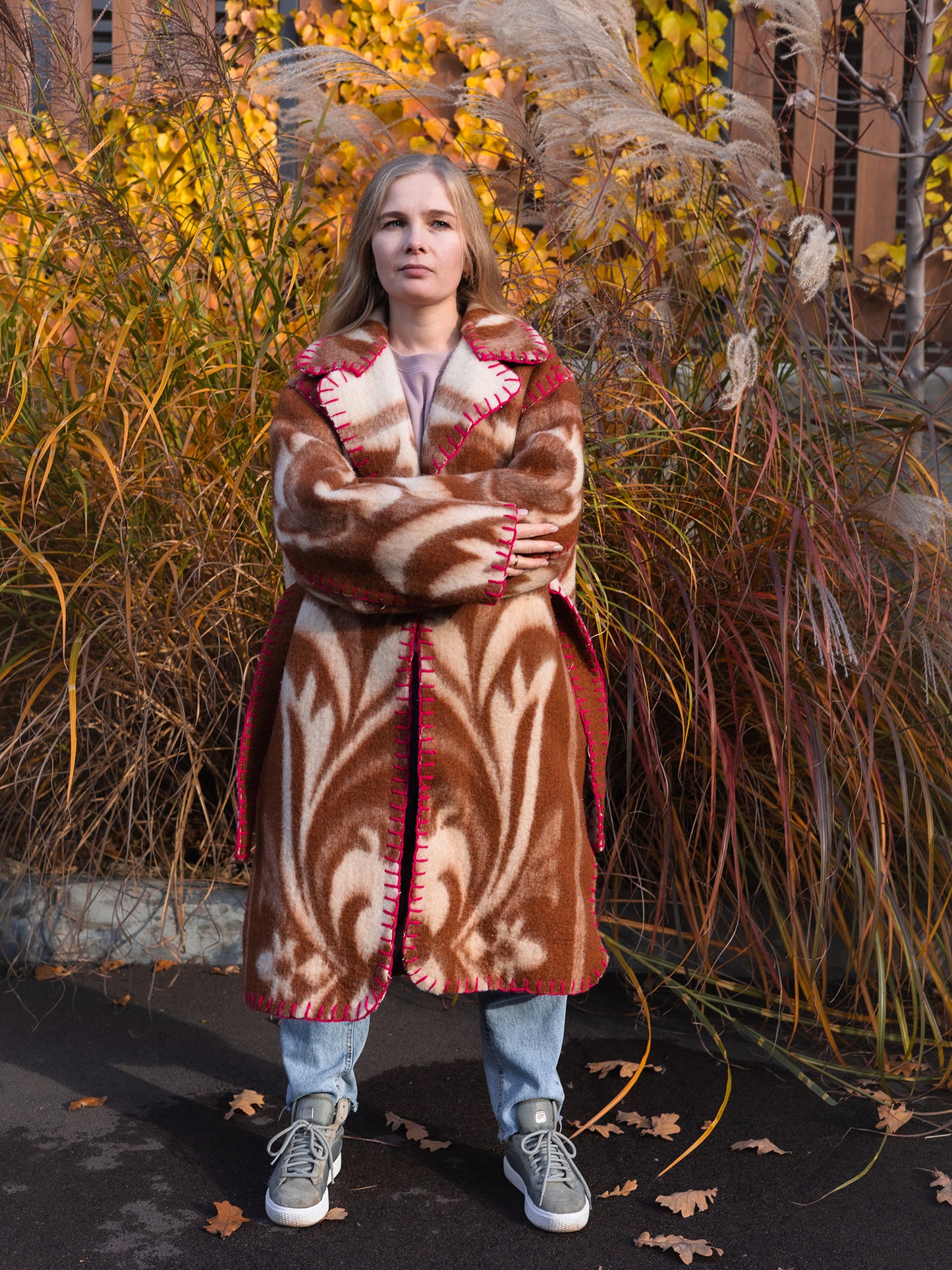 Wool Blanket Coat Oversized, Upcycled  brown Jacket.