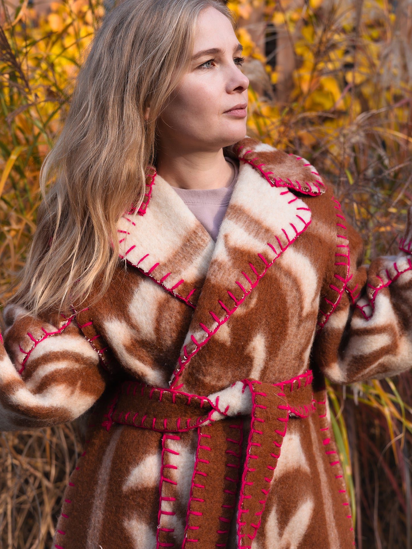 Wool Blanket Coat Oversized, Upcycled  brown Jacket.