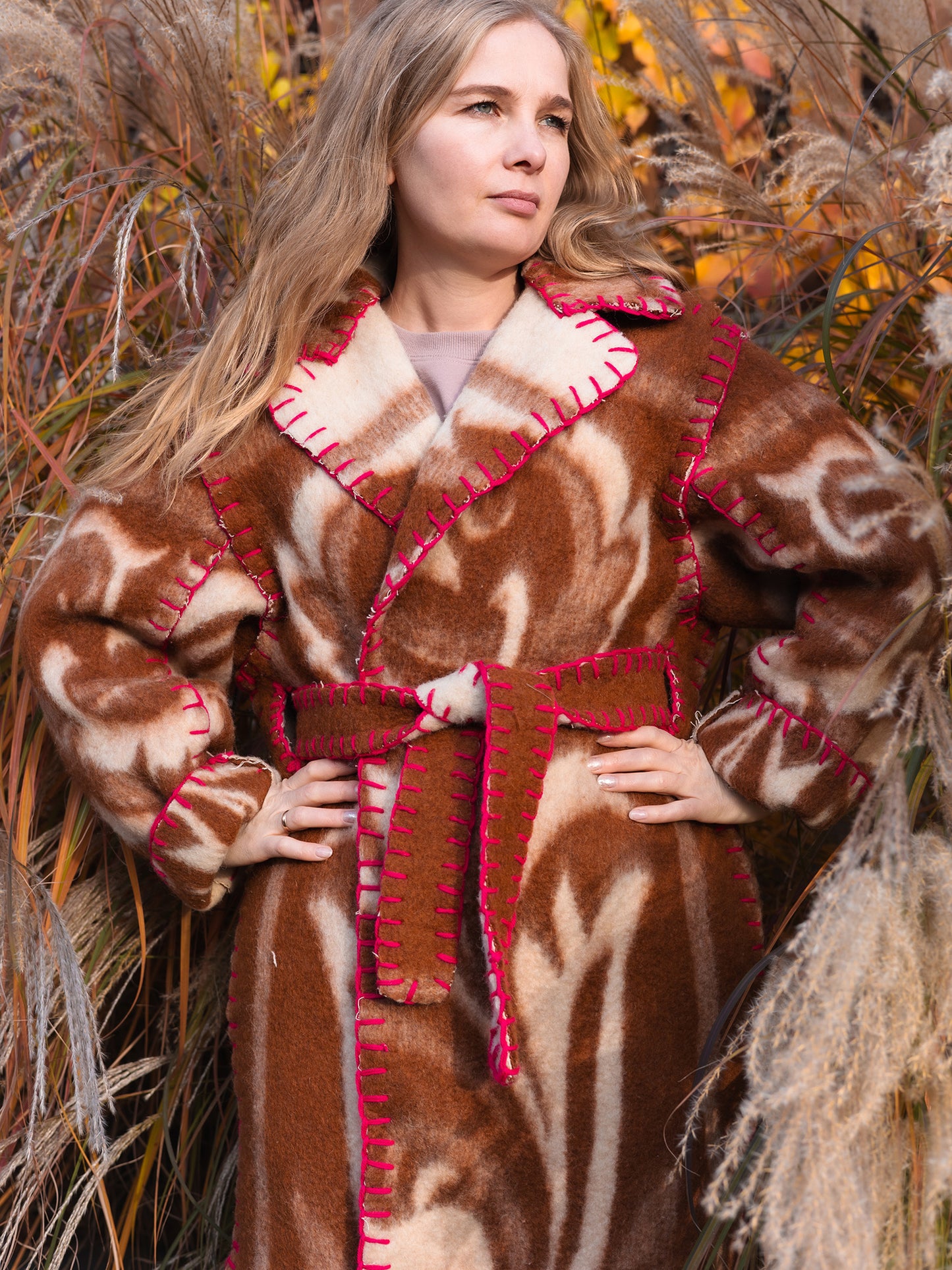 Wool Blanket Coat Oversized, Upcycled  brown Jacket.