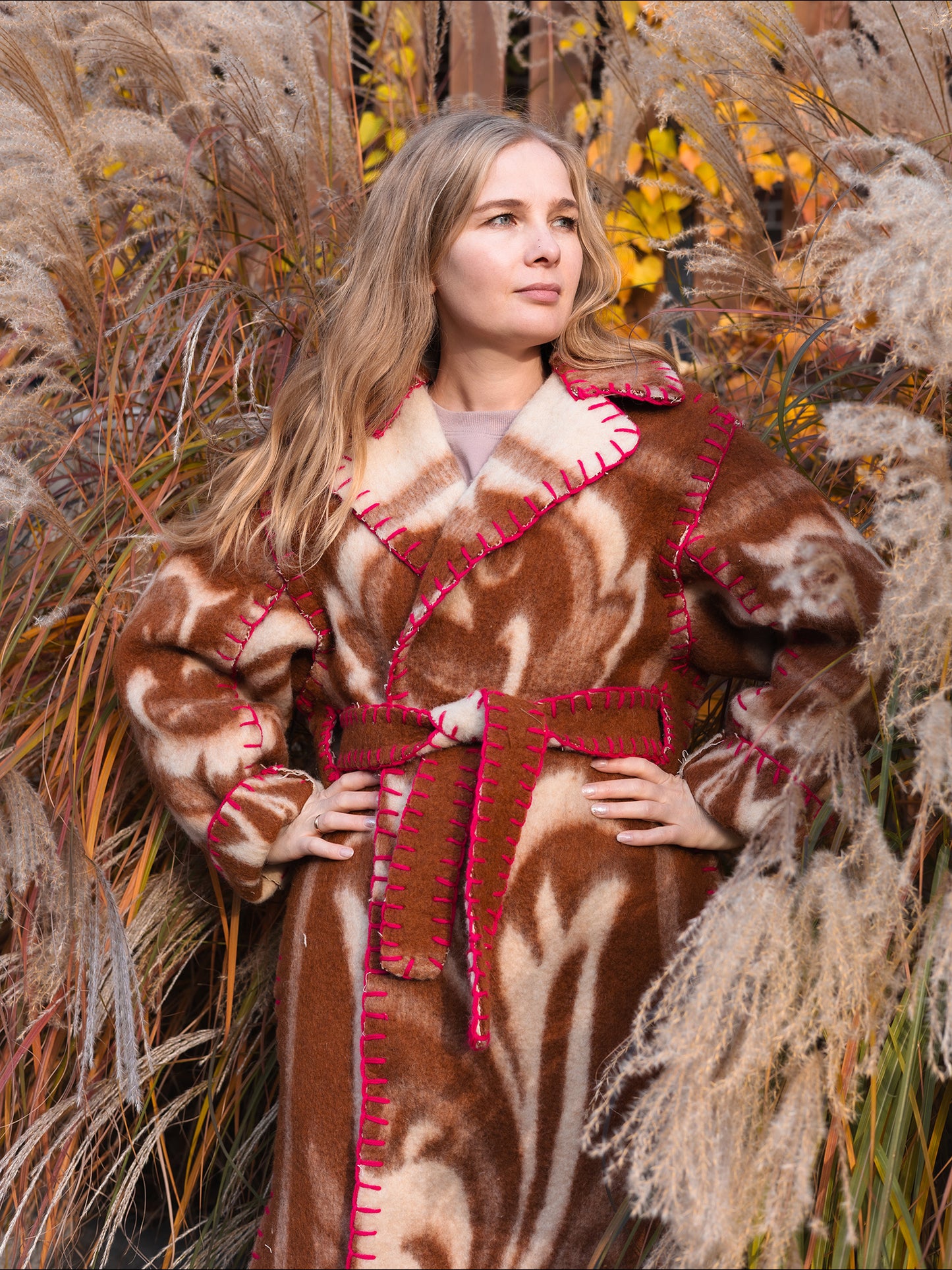 Wool Blanket Coat Oversized, Upcycled  brown Jacket.