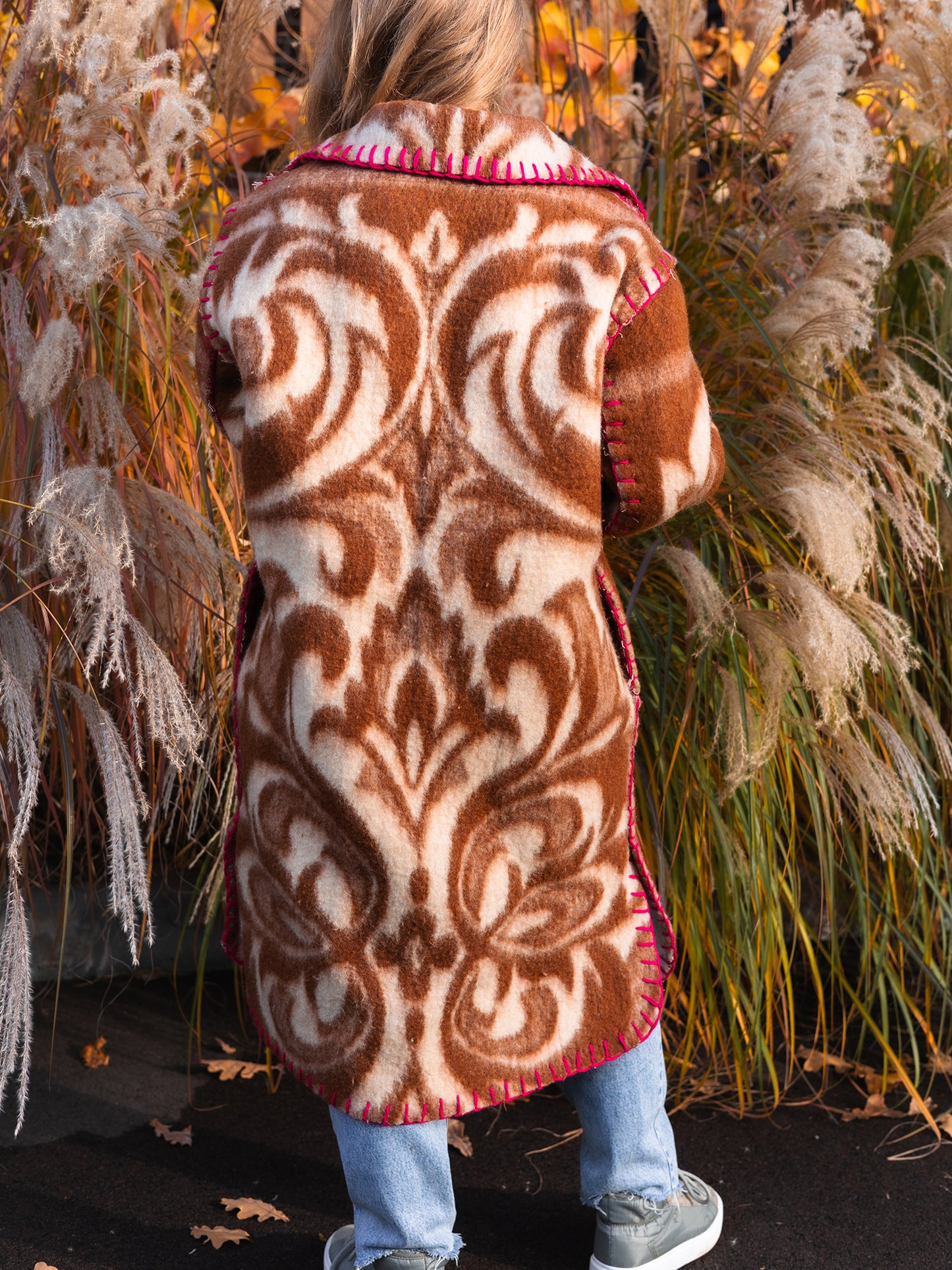 Wool Blanket Coat Oversized, Upcycled  brown Jacket.