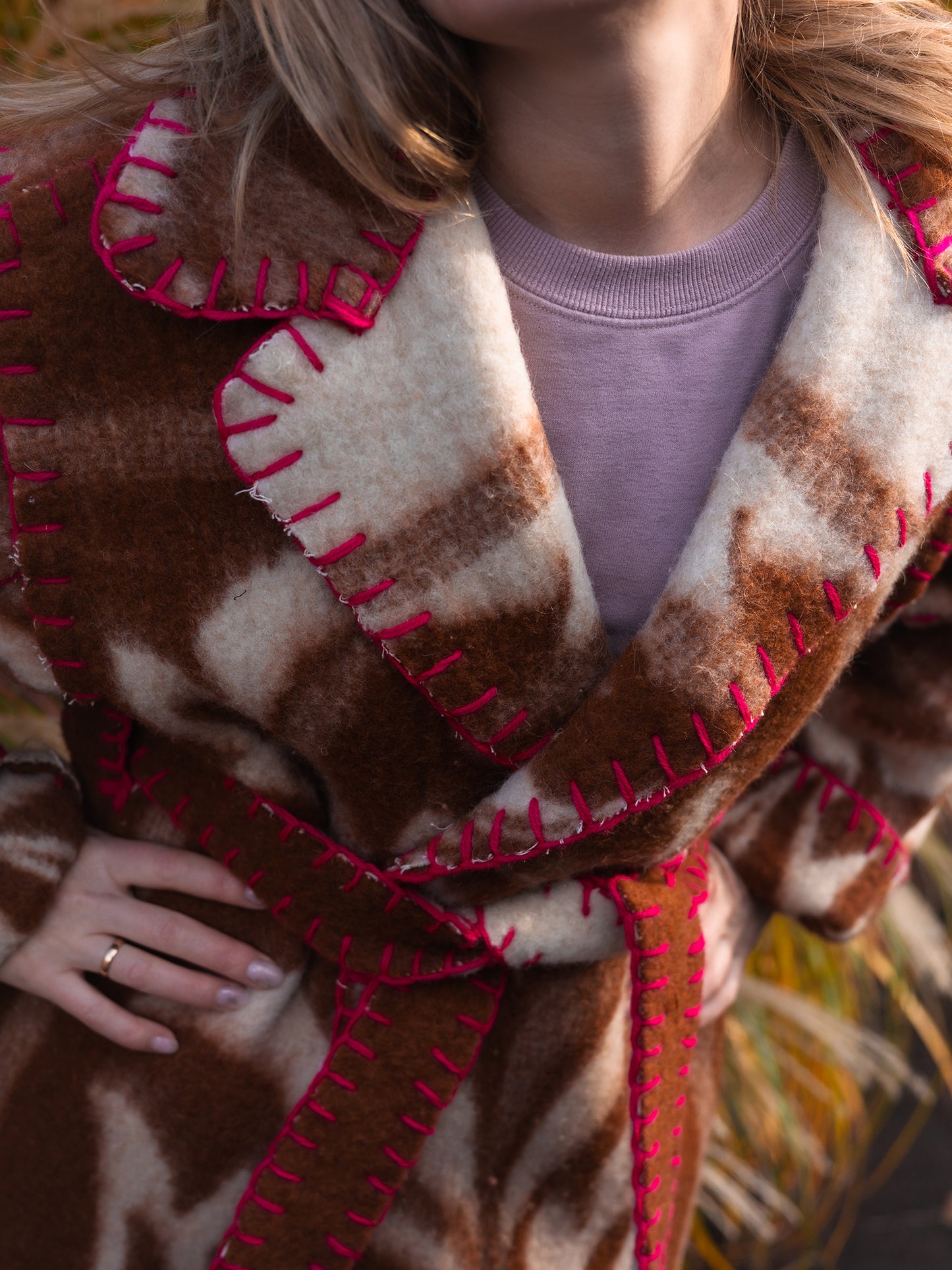 Wool Blanket Coat Oversized, Upcycled  brown Jacket.
