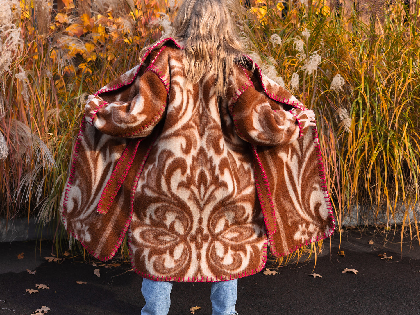 Wool Blanket Coat Oversized, Upcycled  brown Jacket.