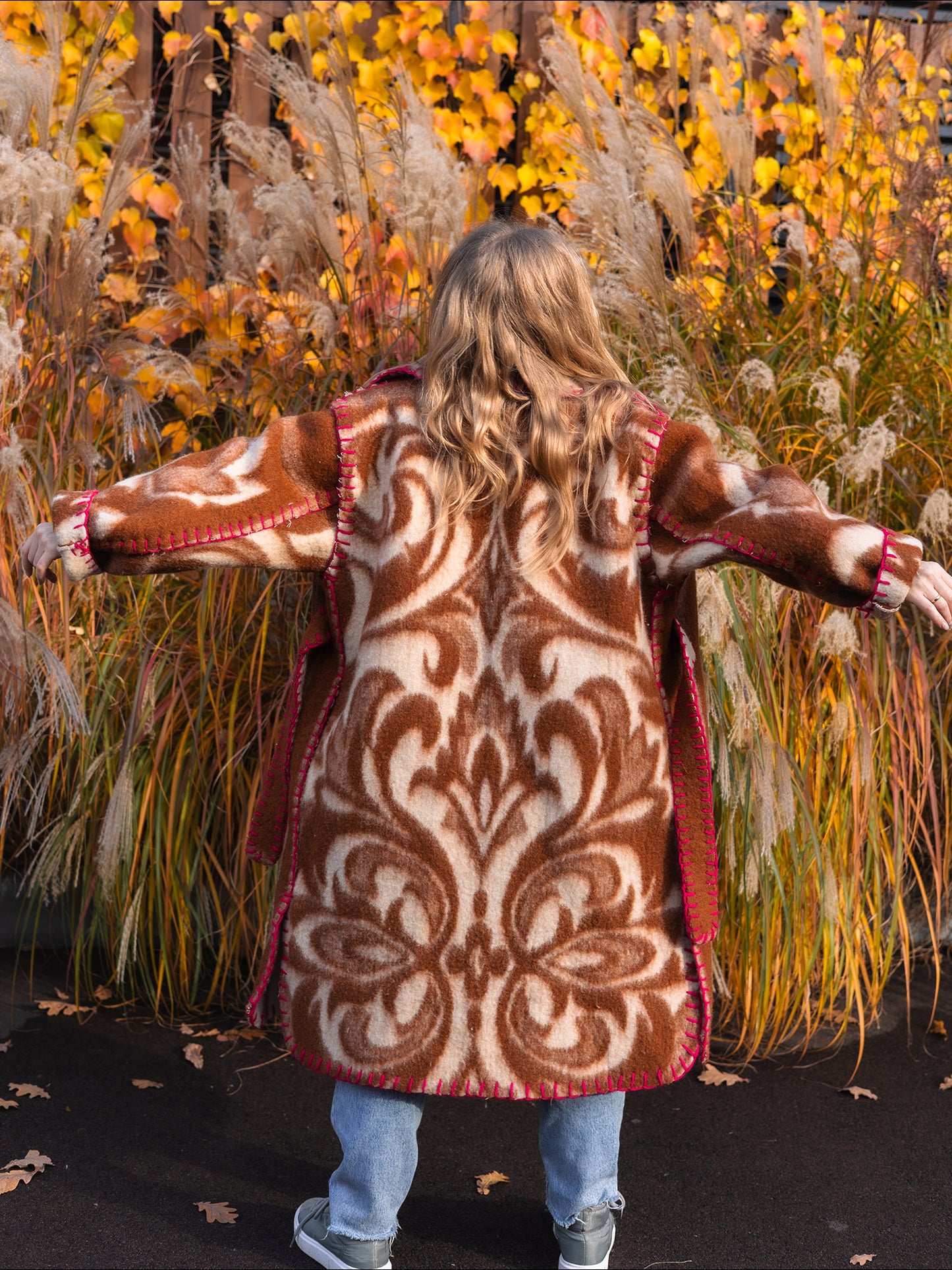 Wool Blanket Coat Oversized, Upcycled  brown Jacket.