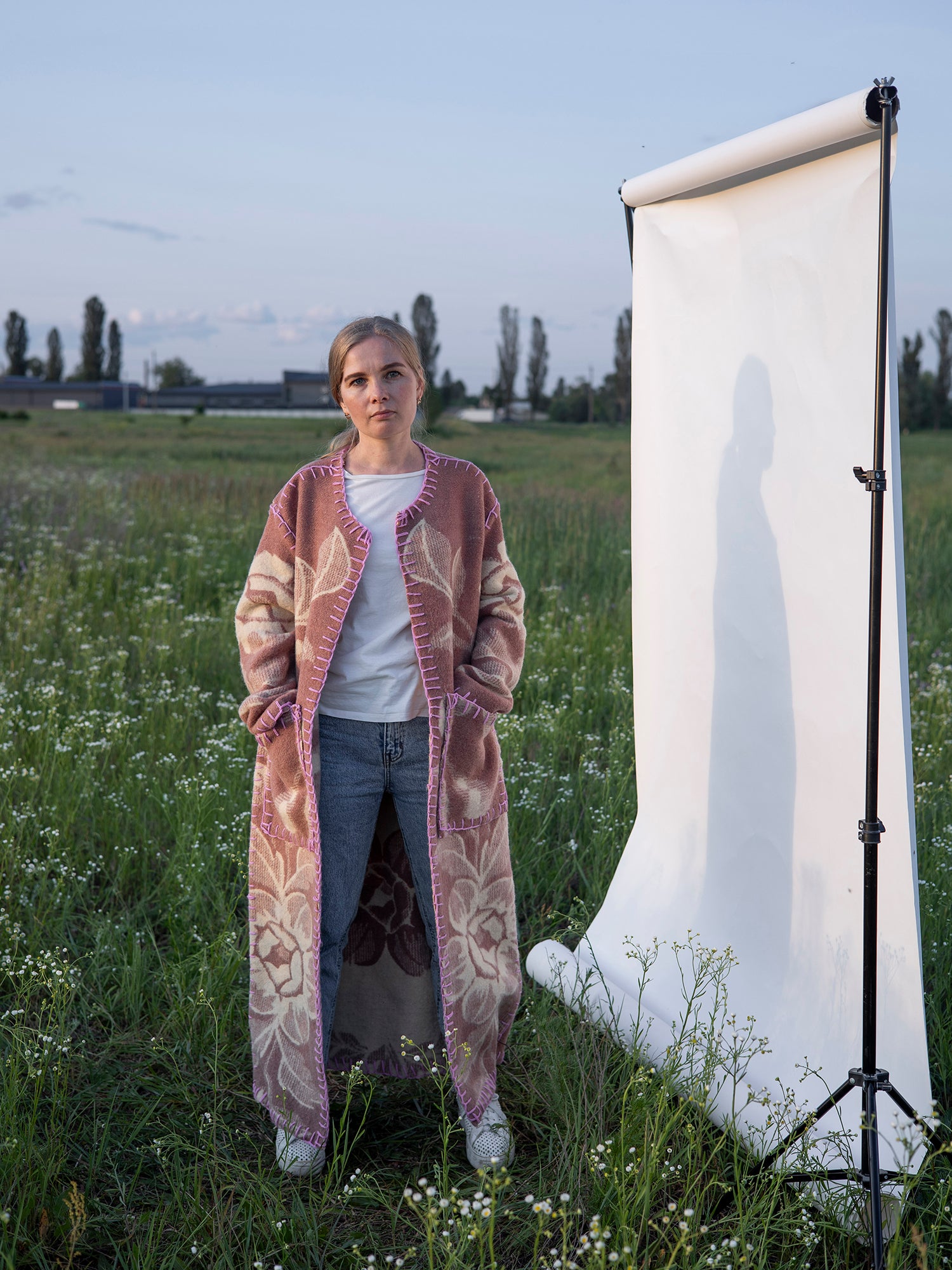 exterior view unlined upcycled wool coat breathable texture