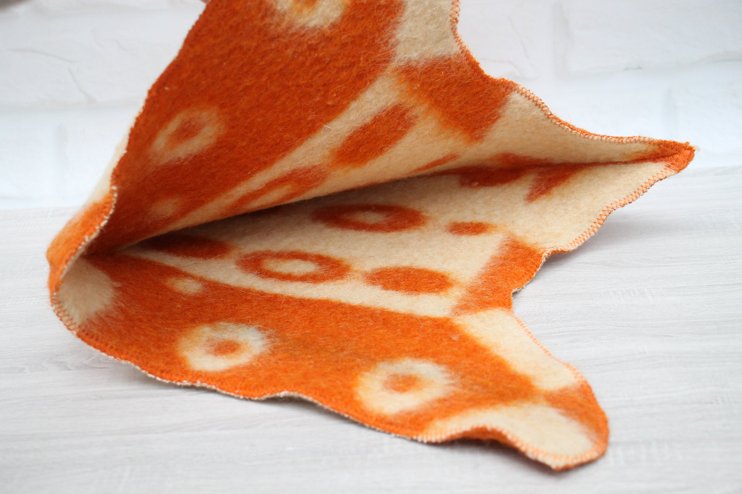 reversible side view upcycled wool sauna hat beige pattern