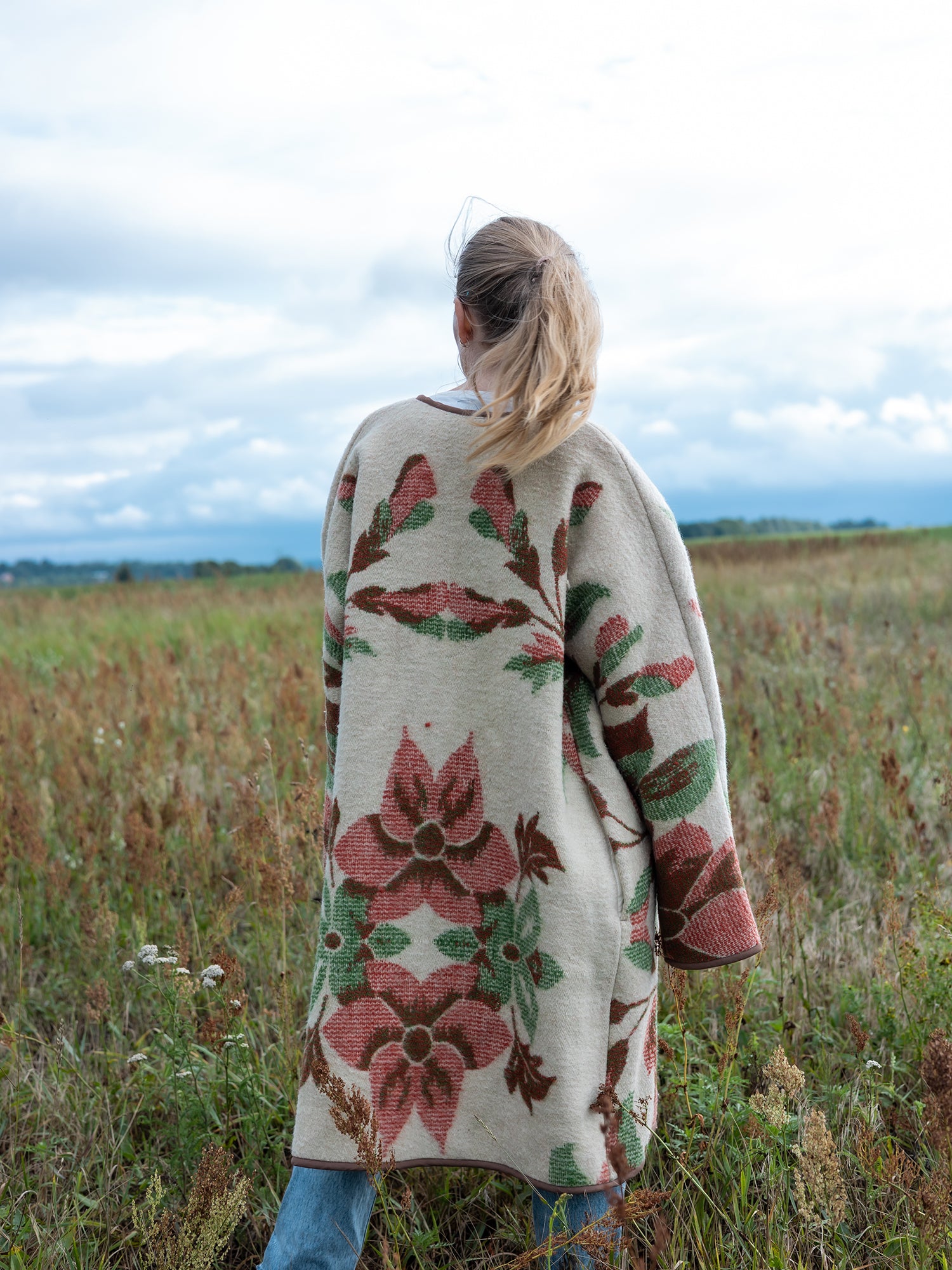 back view vintage blanket coat eco friendly fashion