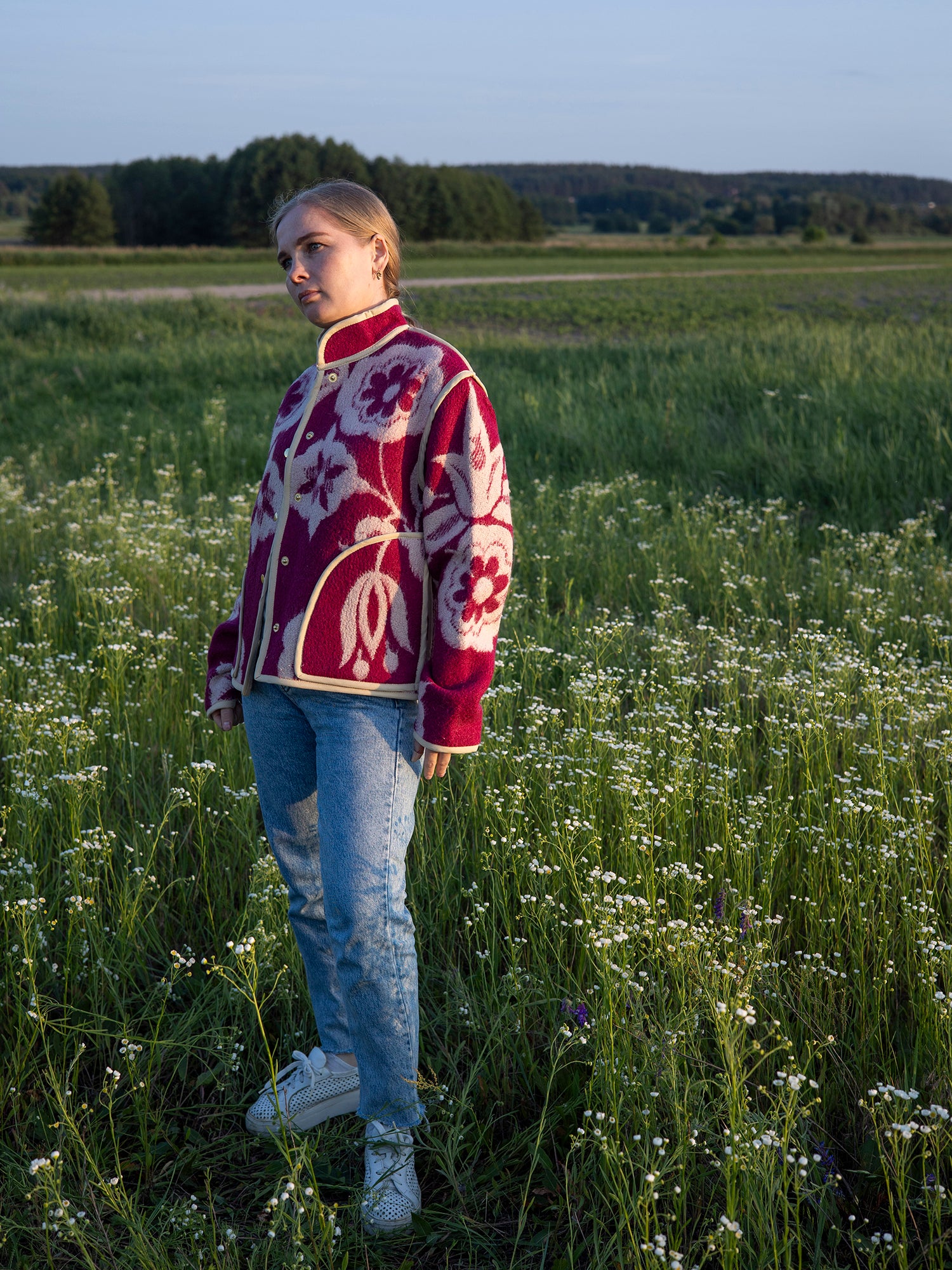 sleeve length detail upcycled wool jacket size M