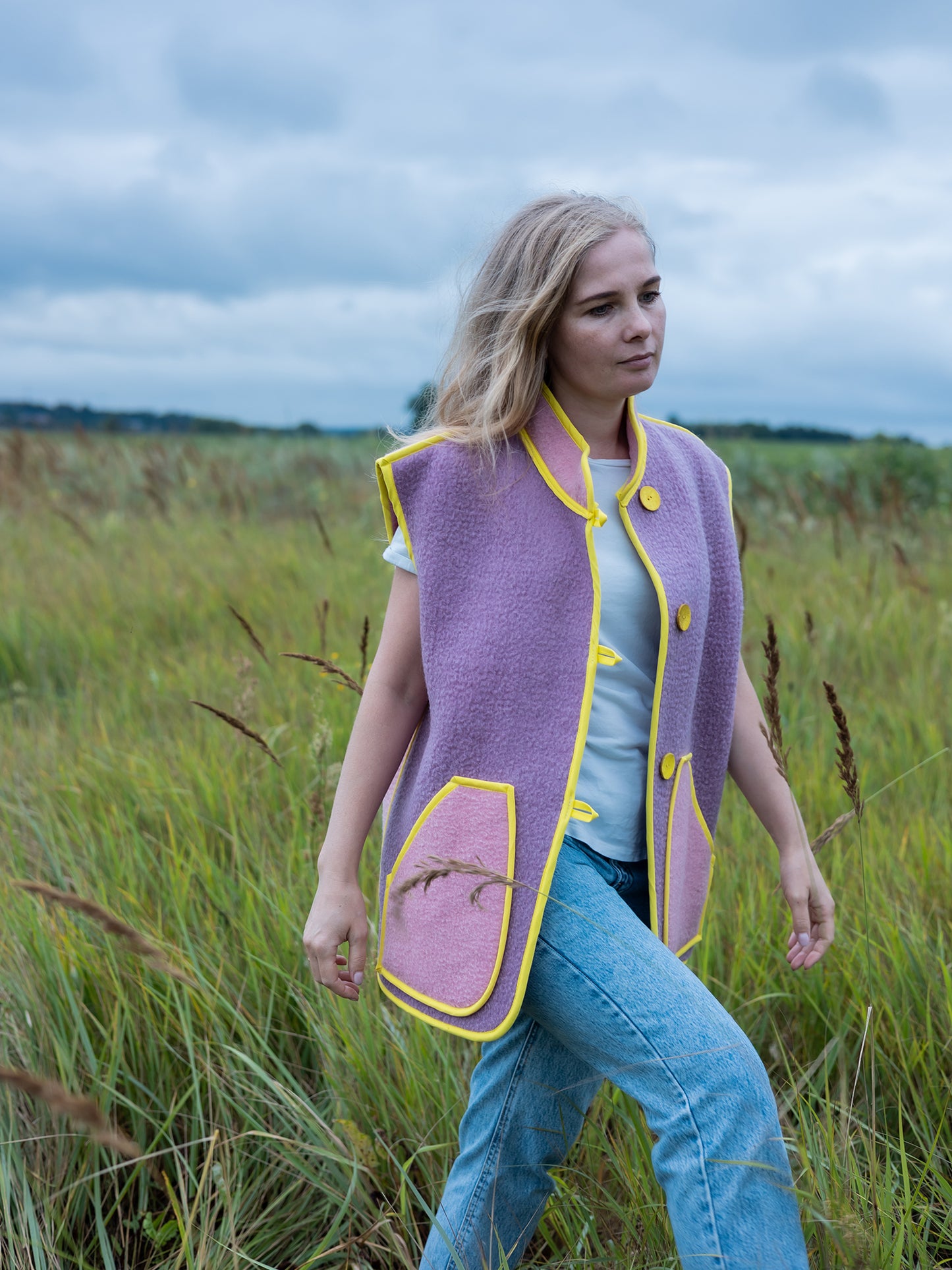 boho earthy tone pattern repurposed wool vest women