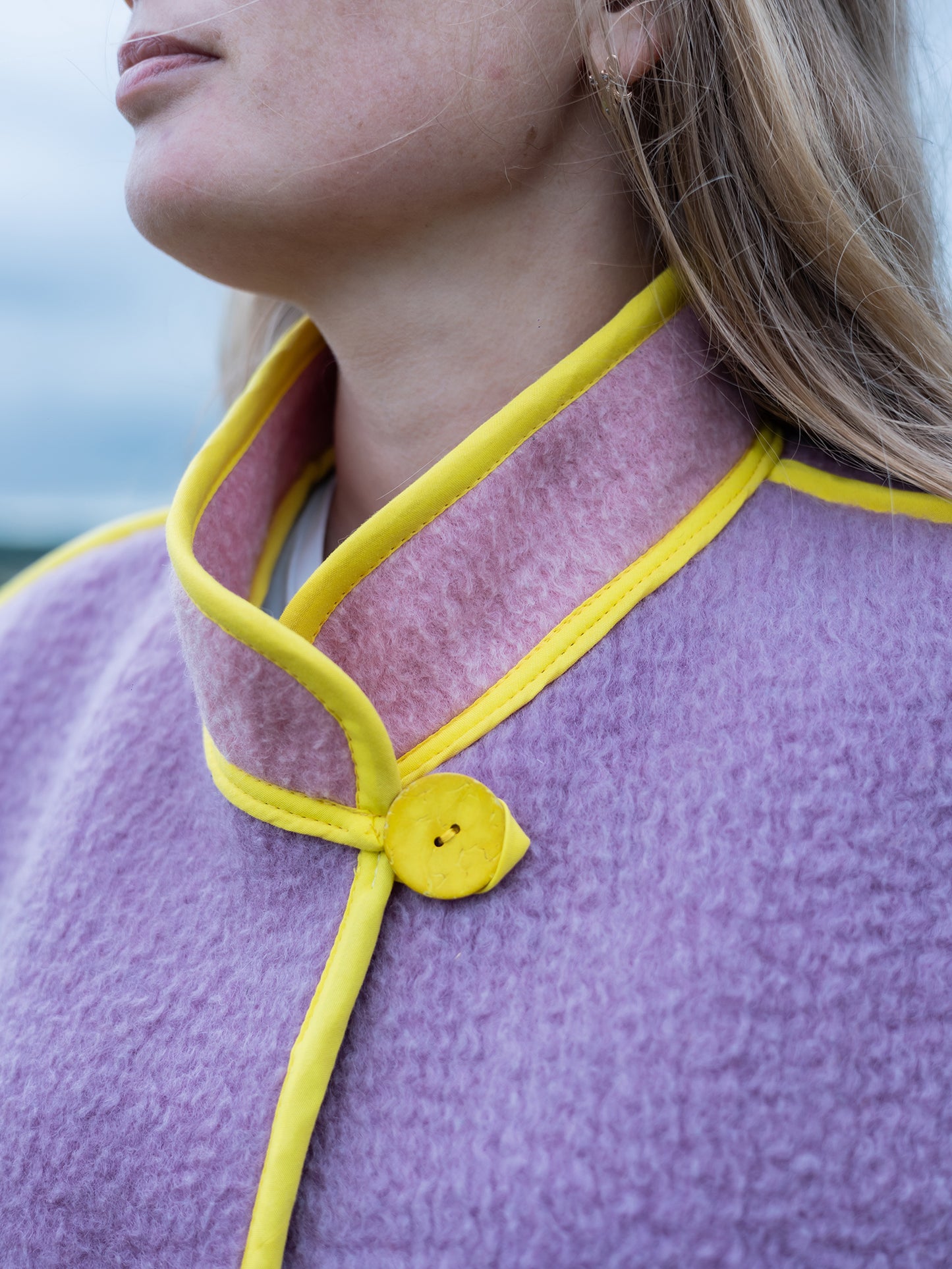 collar or neckline detail upcycled wool blanket vest