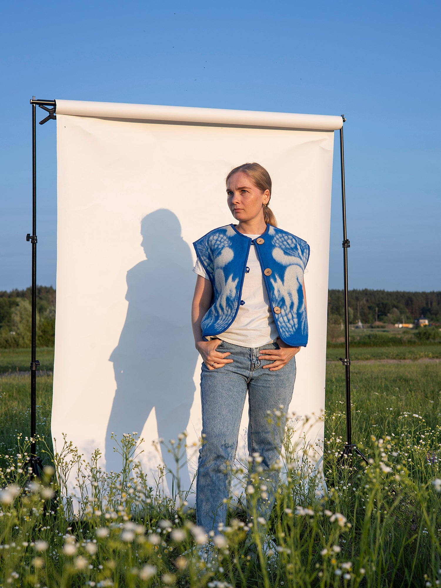 100% wool texture close-up vintage blanket vest women