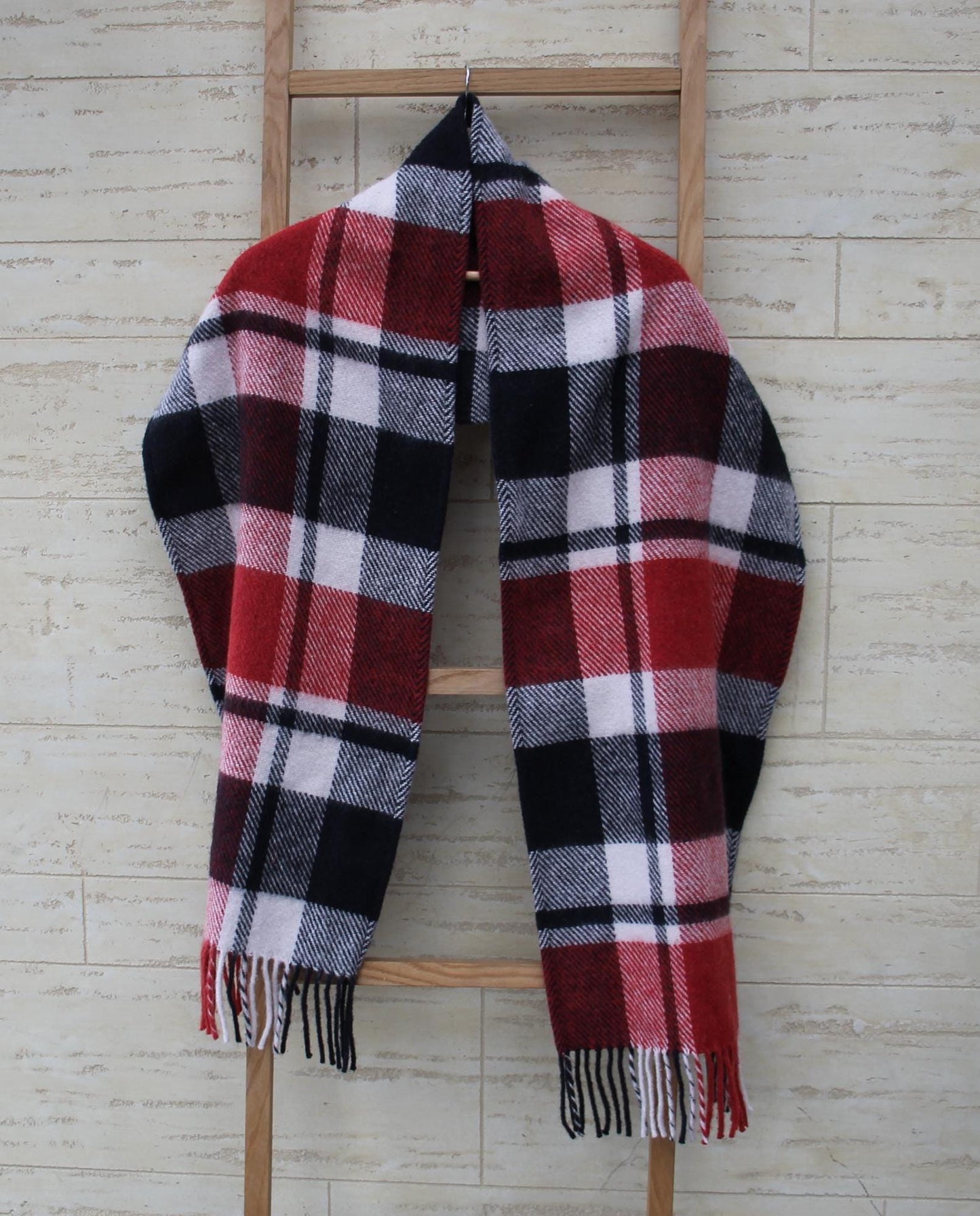 Wool scarf,black red white scarf,wool hood,wool snood,wool head scarf, Checkered wool scarf women,Vintage Plaid Scarf,Upcycled Blanket Scarf