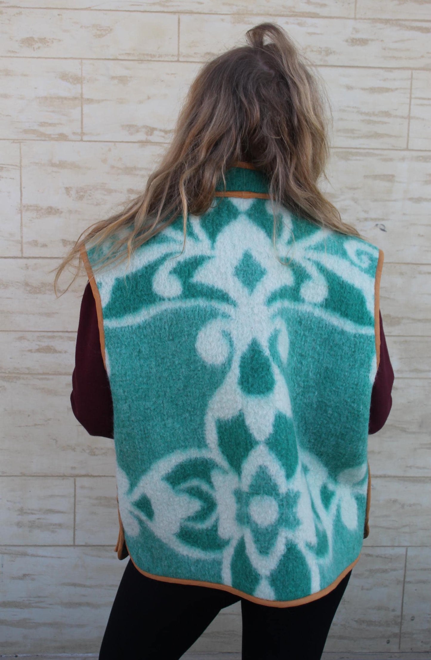 Blanket wool vest jacket size 8-10 M L,green blanket coat jacket, upcycled coats women,woolen vest plaid,dutch blanket coat,handmade