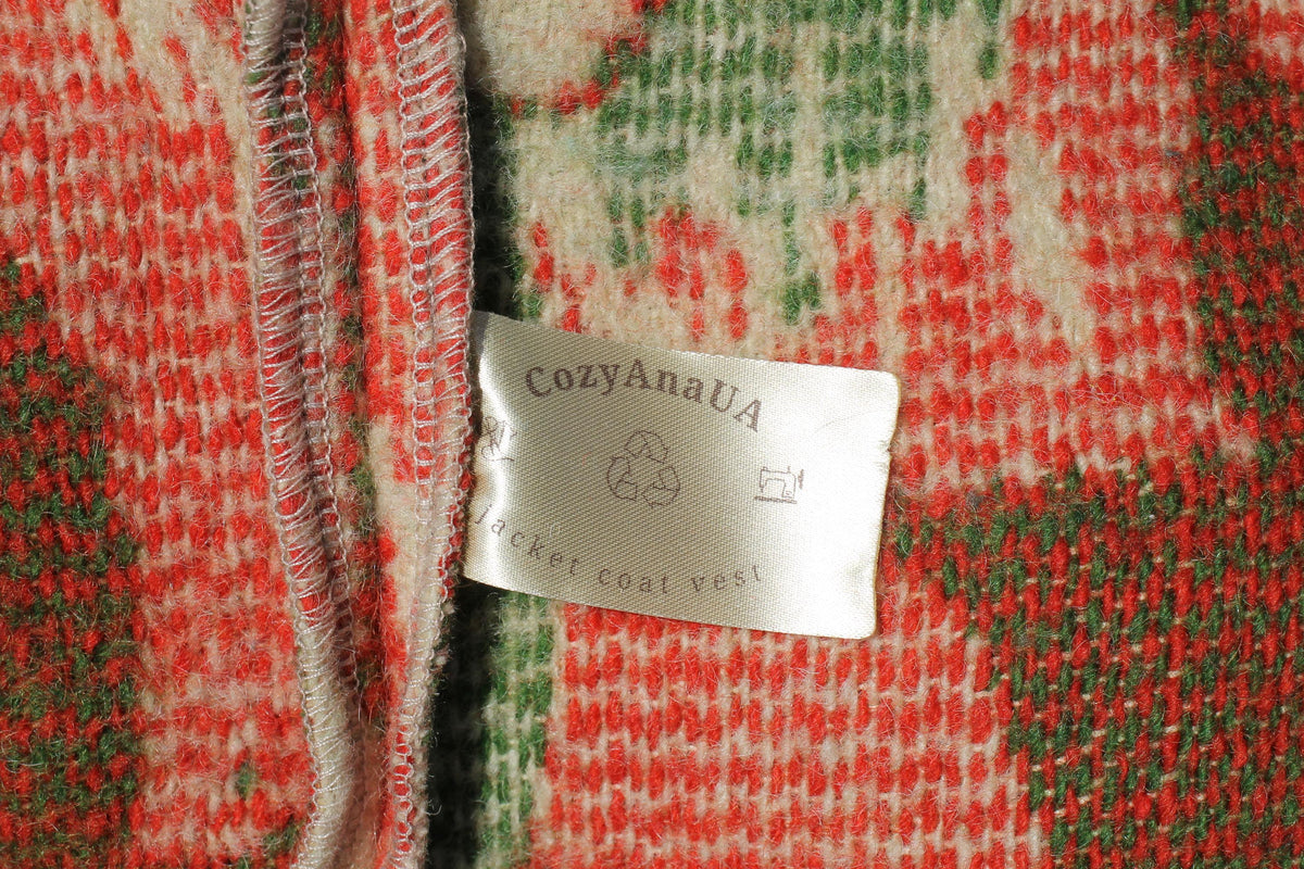 Upcycled Wool Blanket Coat, Floral Vintage Jacket (Size M-L)