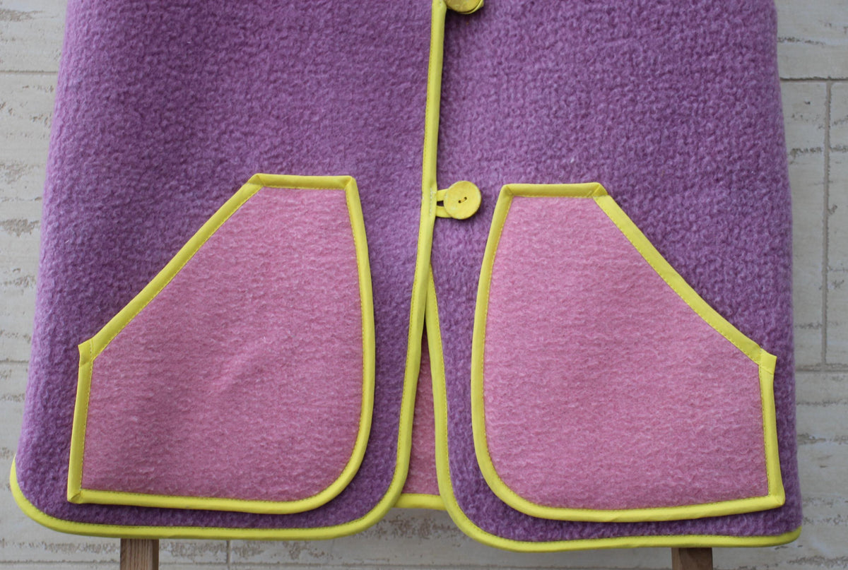 Upcycled Wool Blanket Vest, Lilac & Pink, Size M