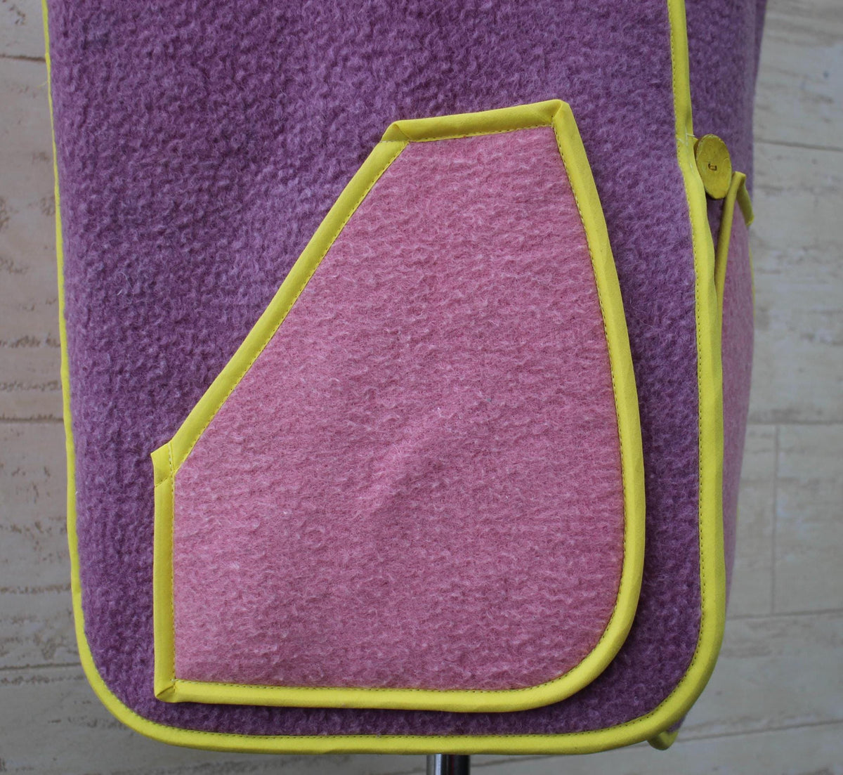 Upcycled Wool Blanket Vest, Lilac & Pink, Size M