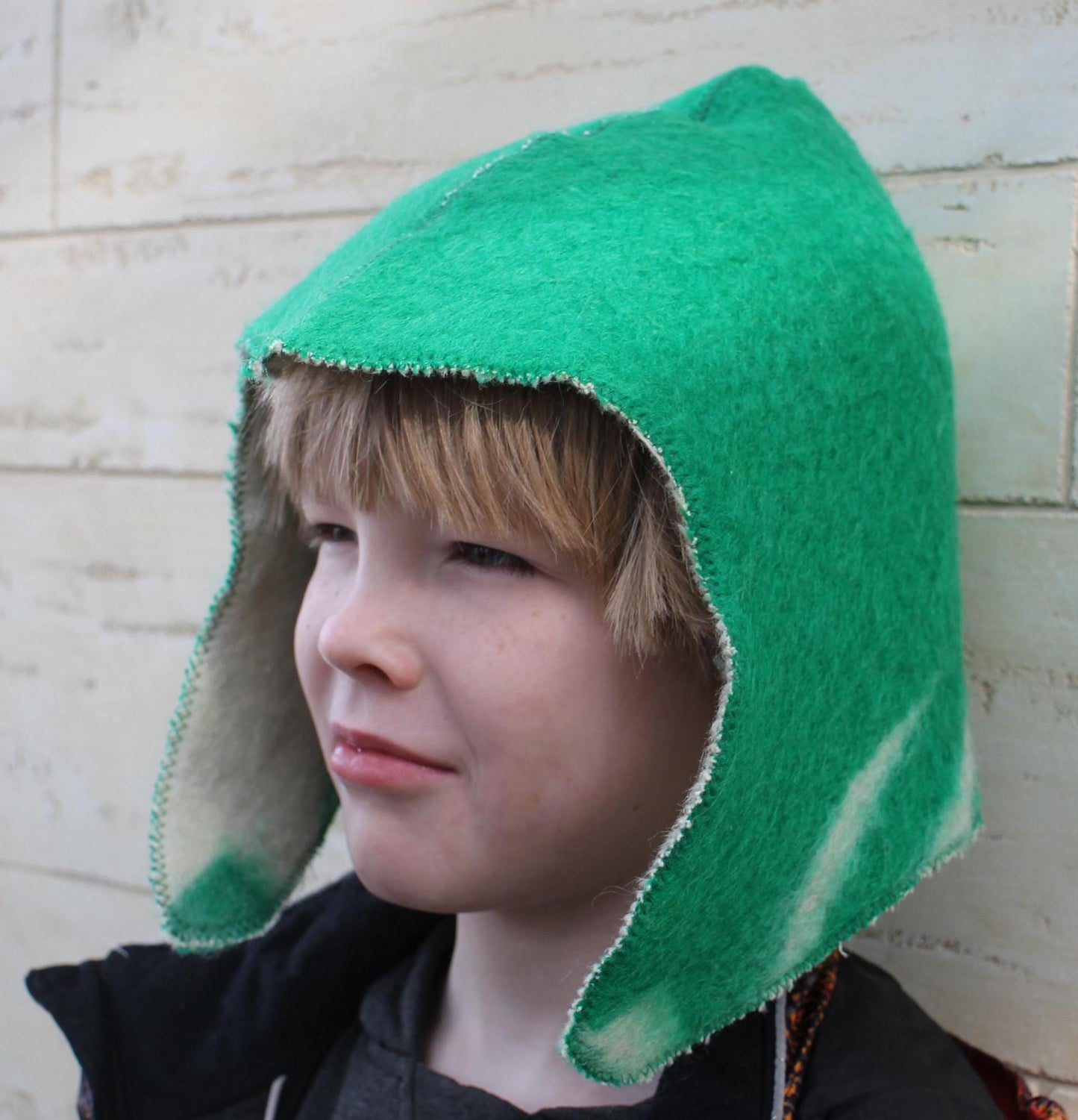 Children's hat for sauna natural wool,sauna hat viking,sauna hat for a child, kids sauna green hat cool,vegan handmade hat for a bath.