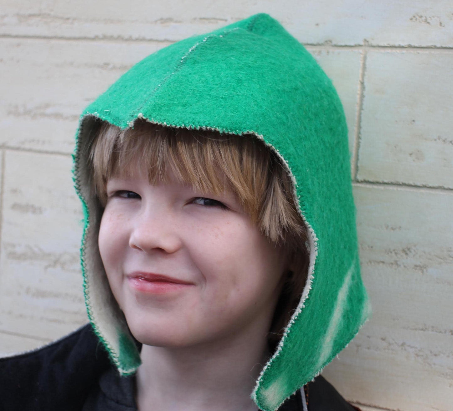 Children's hat for sauna natural wool,sauna hat viking,sauna hat for a child, kids sauna green hat cool,vegan handmade hat for a bath.
