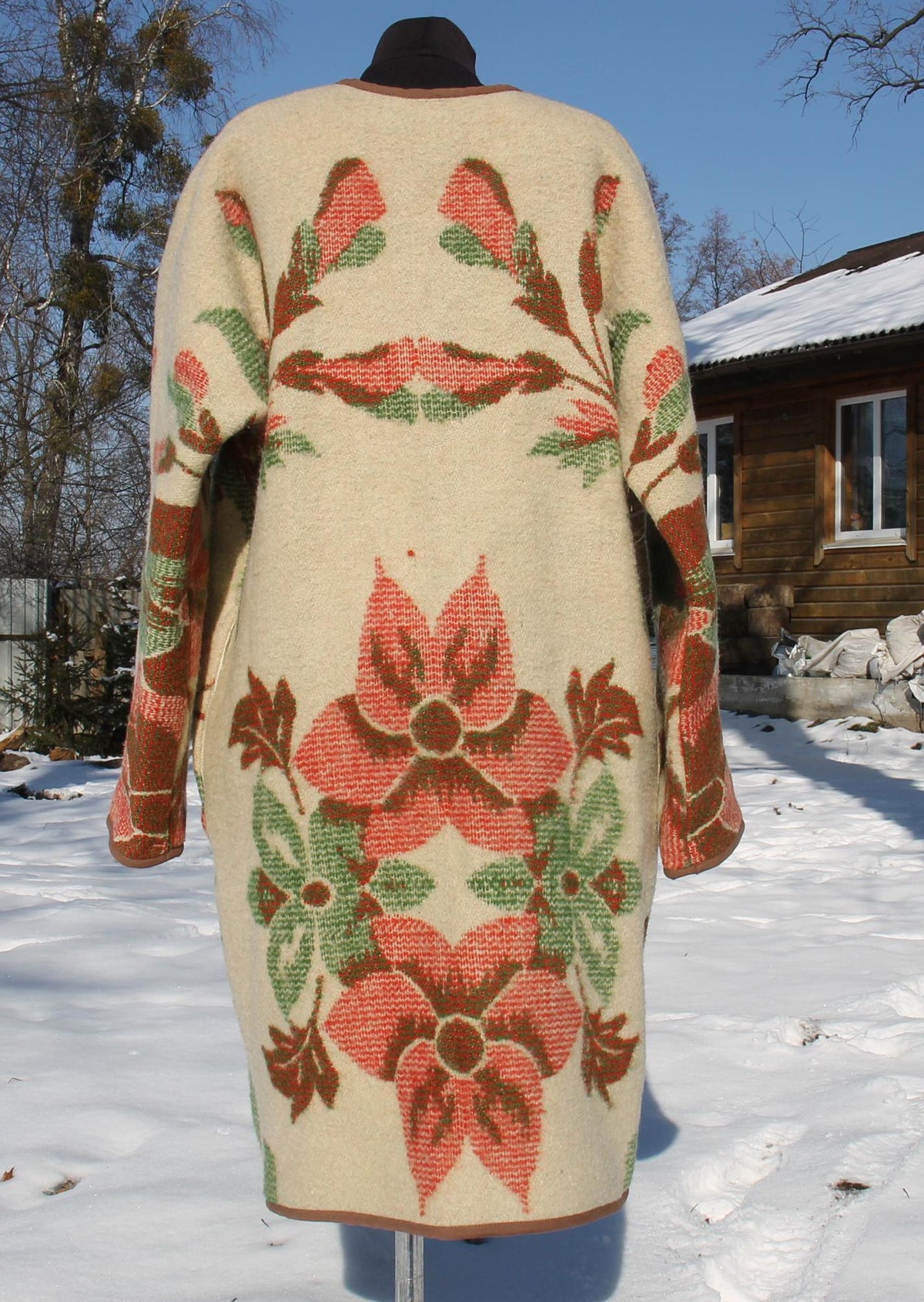 Upcycled Wool Blanket Coat, Floral Vintage Jacket (Size M-L)