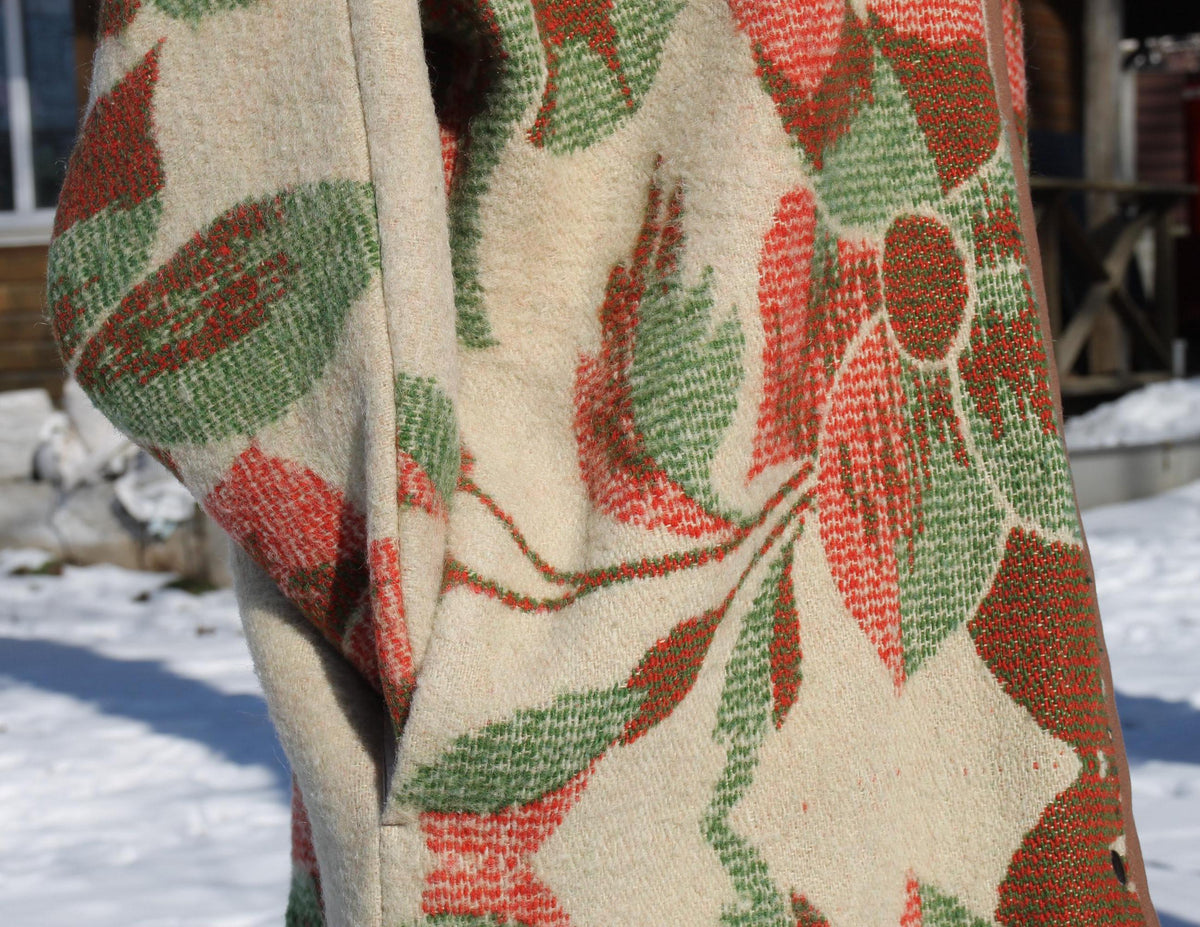 Upcycled Wool Blanket Coat, Floral Vintage Jacket (Size M-L)
