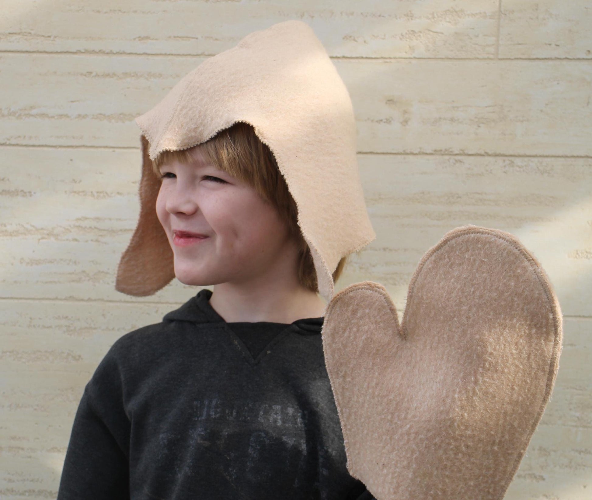 Children's hat and mitten for sauna natural wool,sauna hat viking,bathhouse hat for a child, kids sauna hat cool,vegan handmade hat for bath