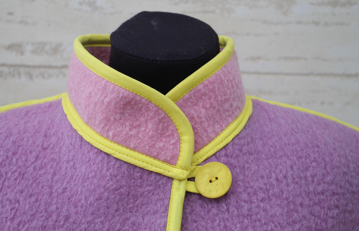 Upcycled Wool Blanket Vest, Lilac & Pink, Size M