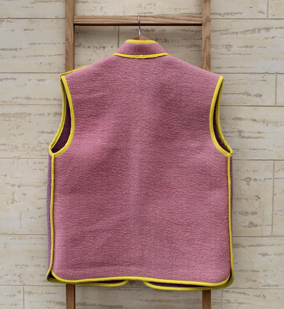 Upcycled Wool Blanket Vest, Lilac & Pink, Size M
