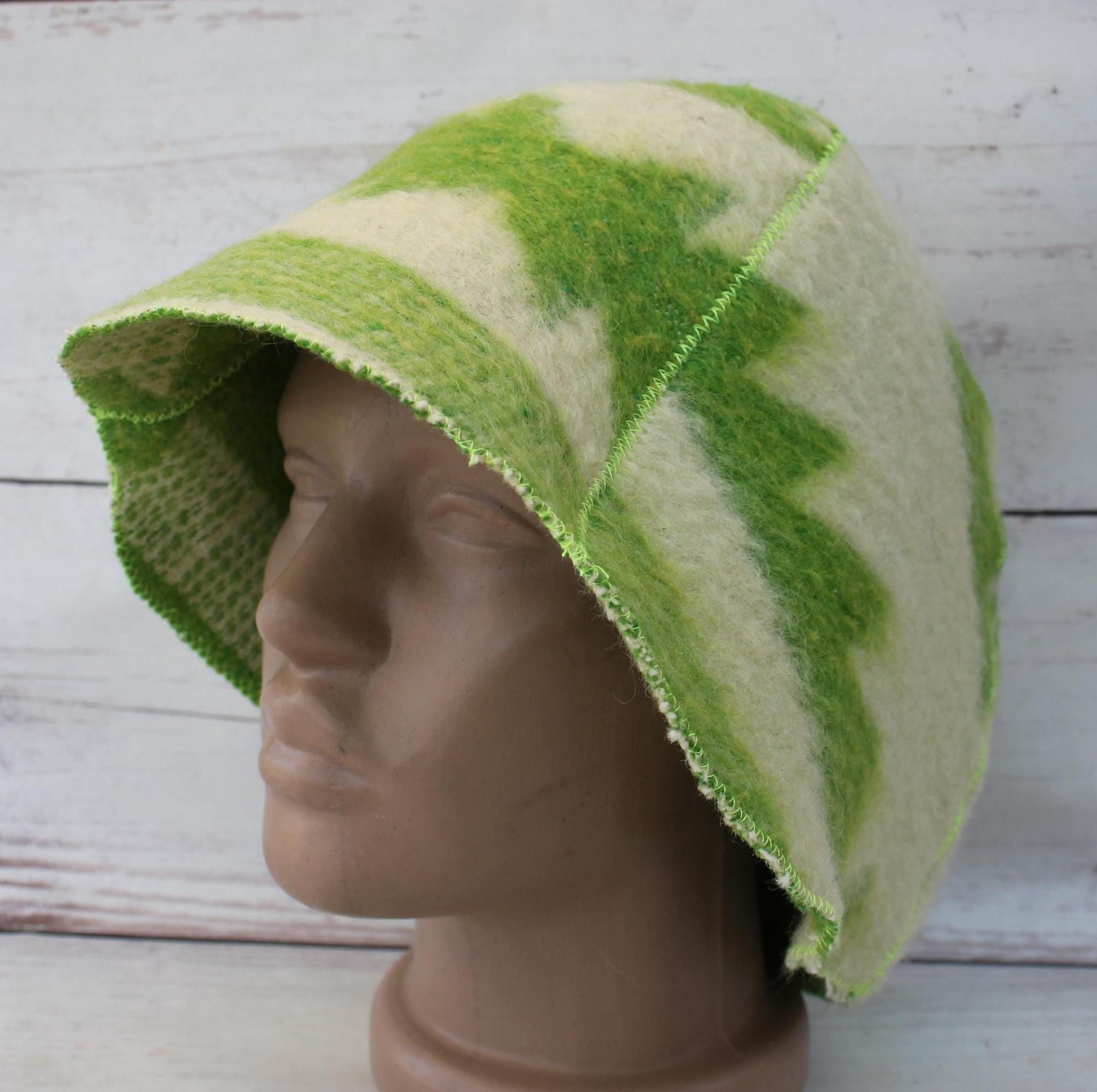 Sauna hat wool,green banya hat,sauna accessories,sauna cap,custom sauna hat,flower wool sauna hat,felt sauna hat,bucket hat,double-sided hat