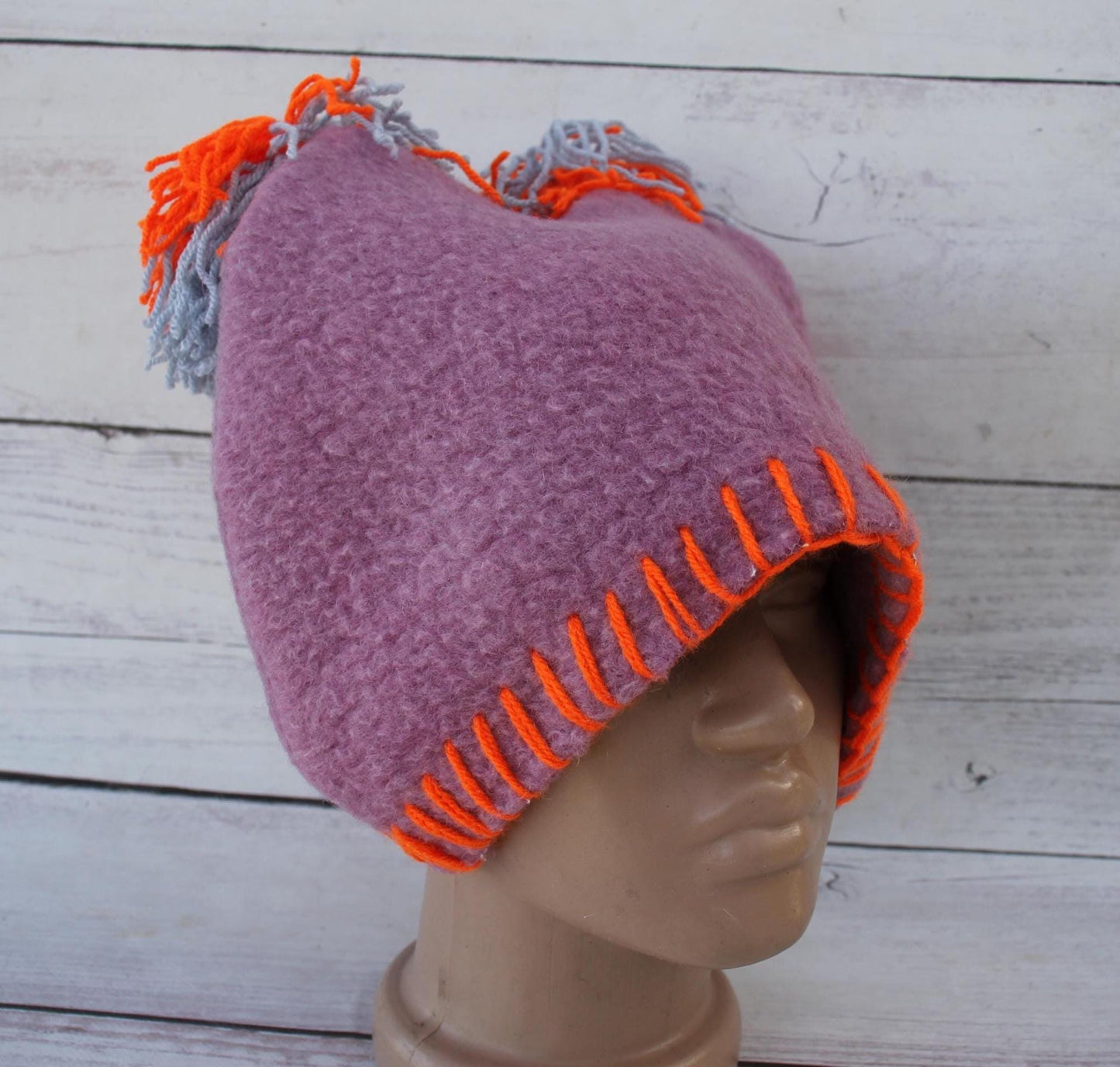 Sauna hat wool, dusty purple banya hat, sauna accessories,custom sauna hat, mauve wool sauna cap,felt sauna hat,bucket hat,hat with balabons